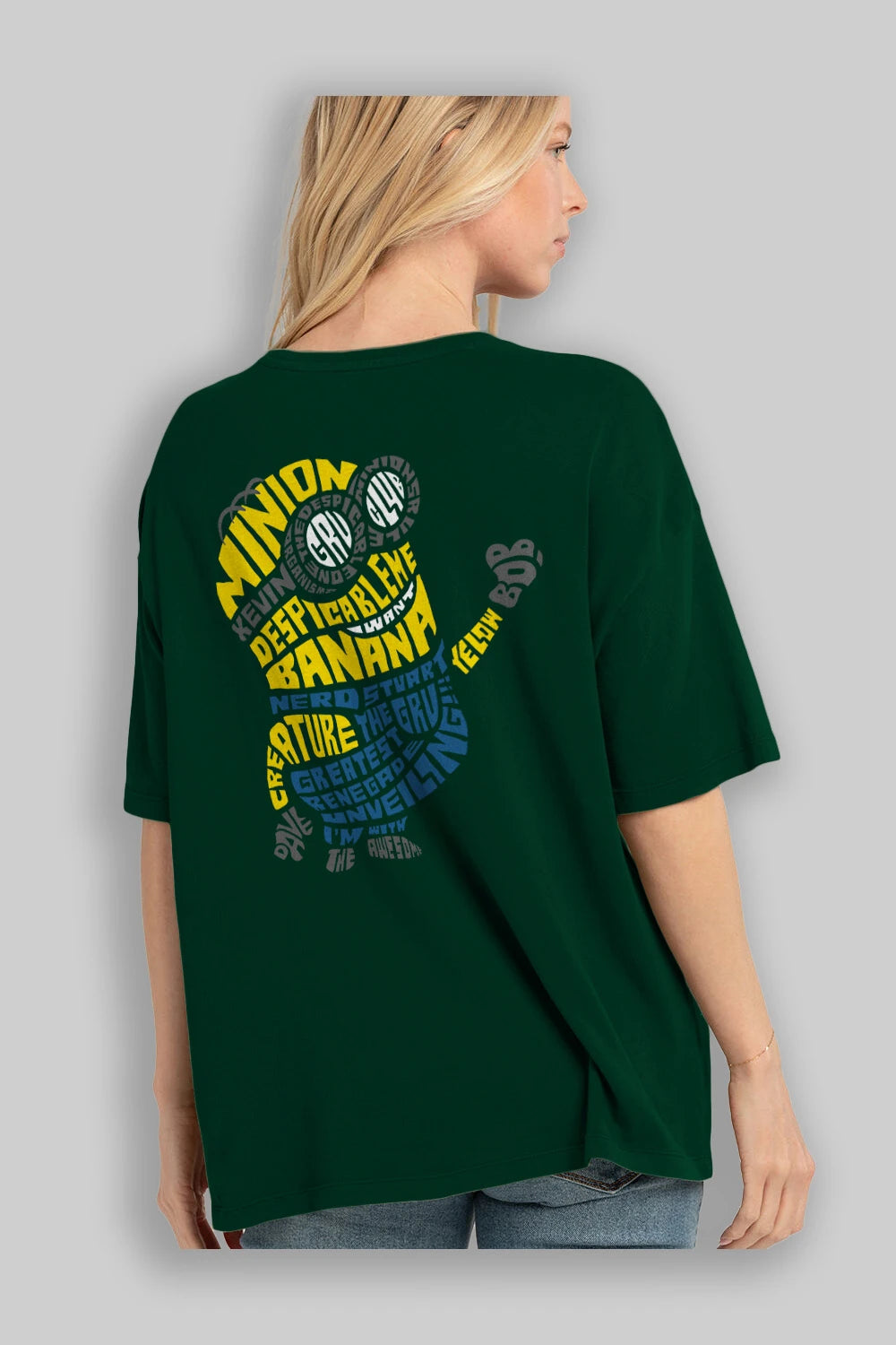 Minion Arka Baskılı Oversize t-shirt %100 pamuk Erkek Kadın Unisex