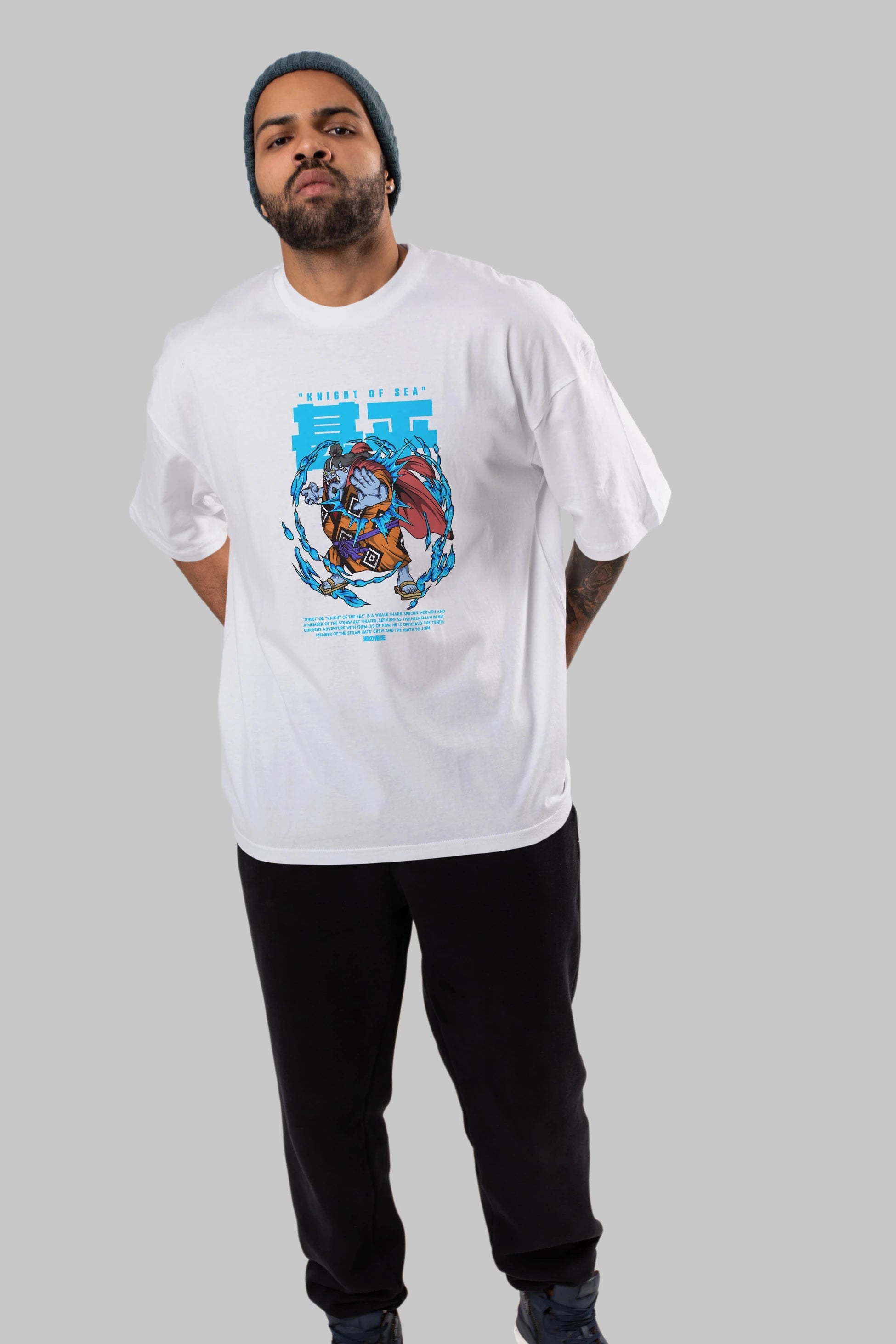 Jinbei Anime Ön Baskılı Oversize t-shirt %100 pamuk Erkek Kadın Unisex