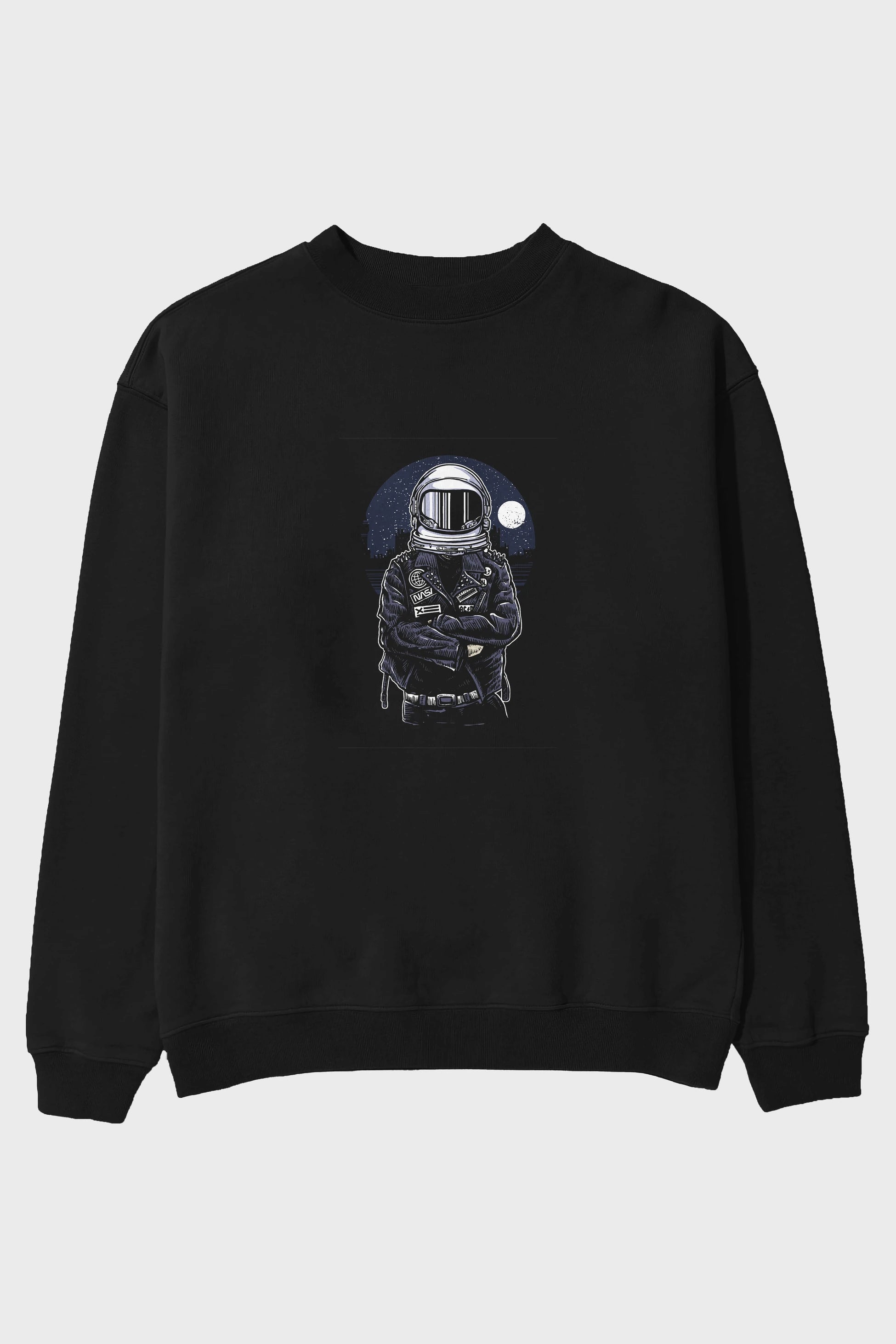 Astronaut Rebel Ön Baskılı Oversize Sweatshirt Erkek Kadın Unisex