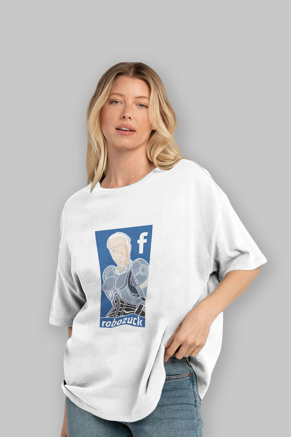 Robozuck Ön Baskılı Oversize t-shirt Erkek Kadın Unisex %100 Pamuk tişort