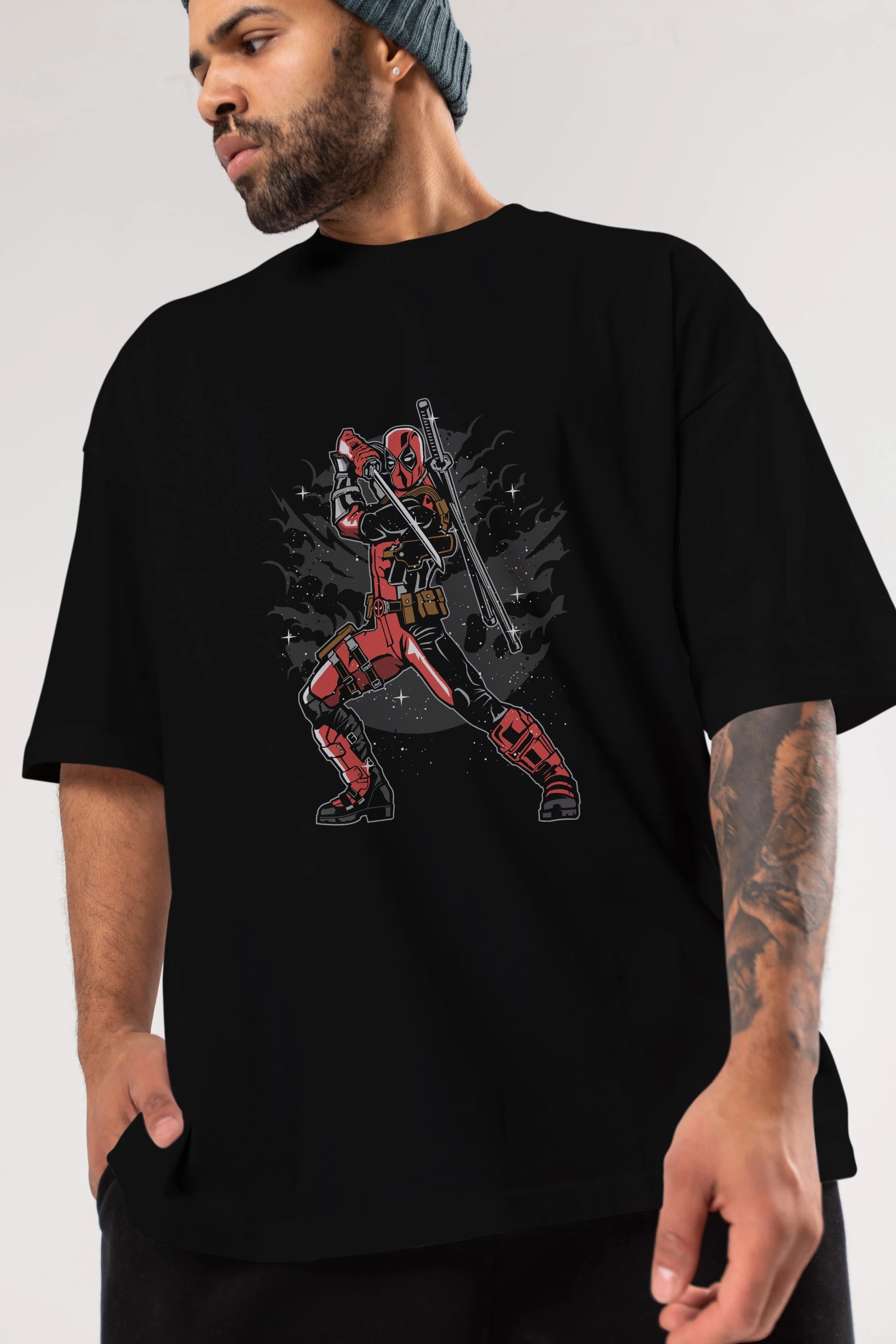 Deadpool Ön Baskılı Oversize t-shirt Erkek Kadın Unisex %100 Pamuk tişort
