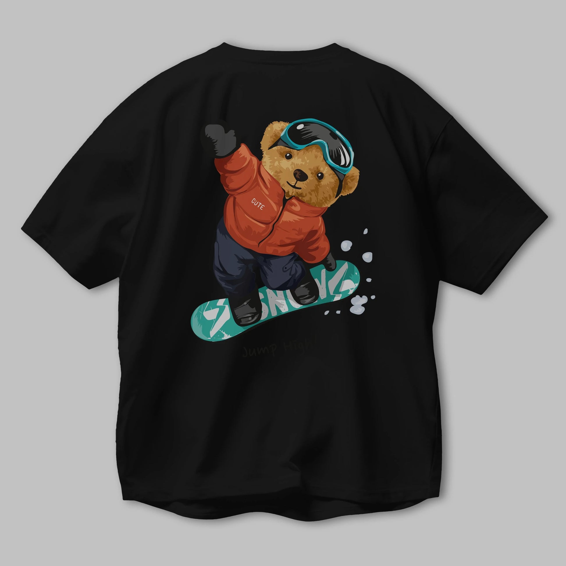 Teddy Bear Jump High Arka Baskılı Oversize t-shirt Erkek Kadın Unisex %100 Pamuk