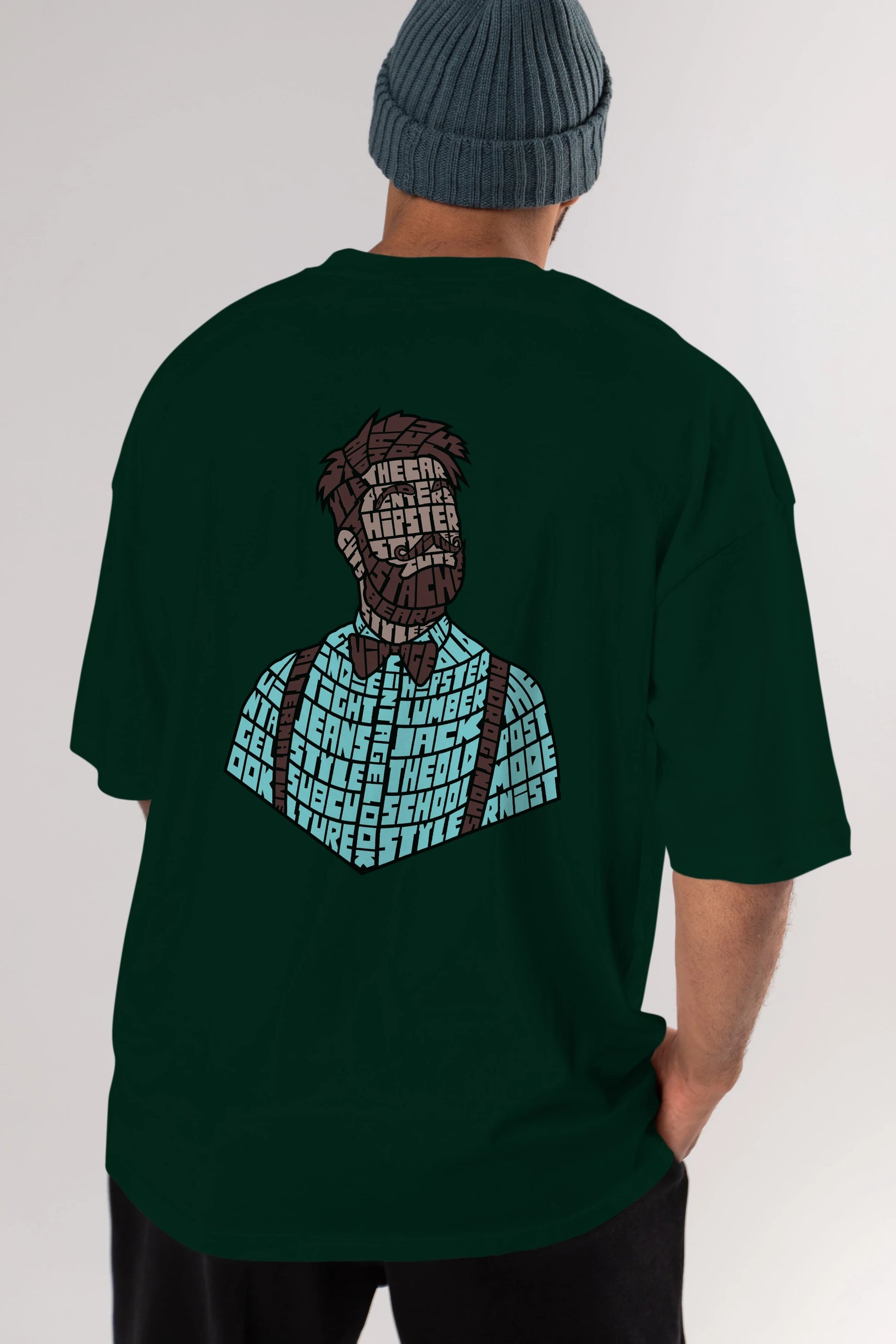 Hipster (2) Arka Baskılı Oversize t-shirt %100 pamuk Erkek Kadın Unisex