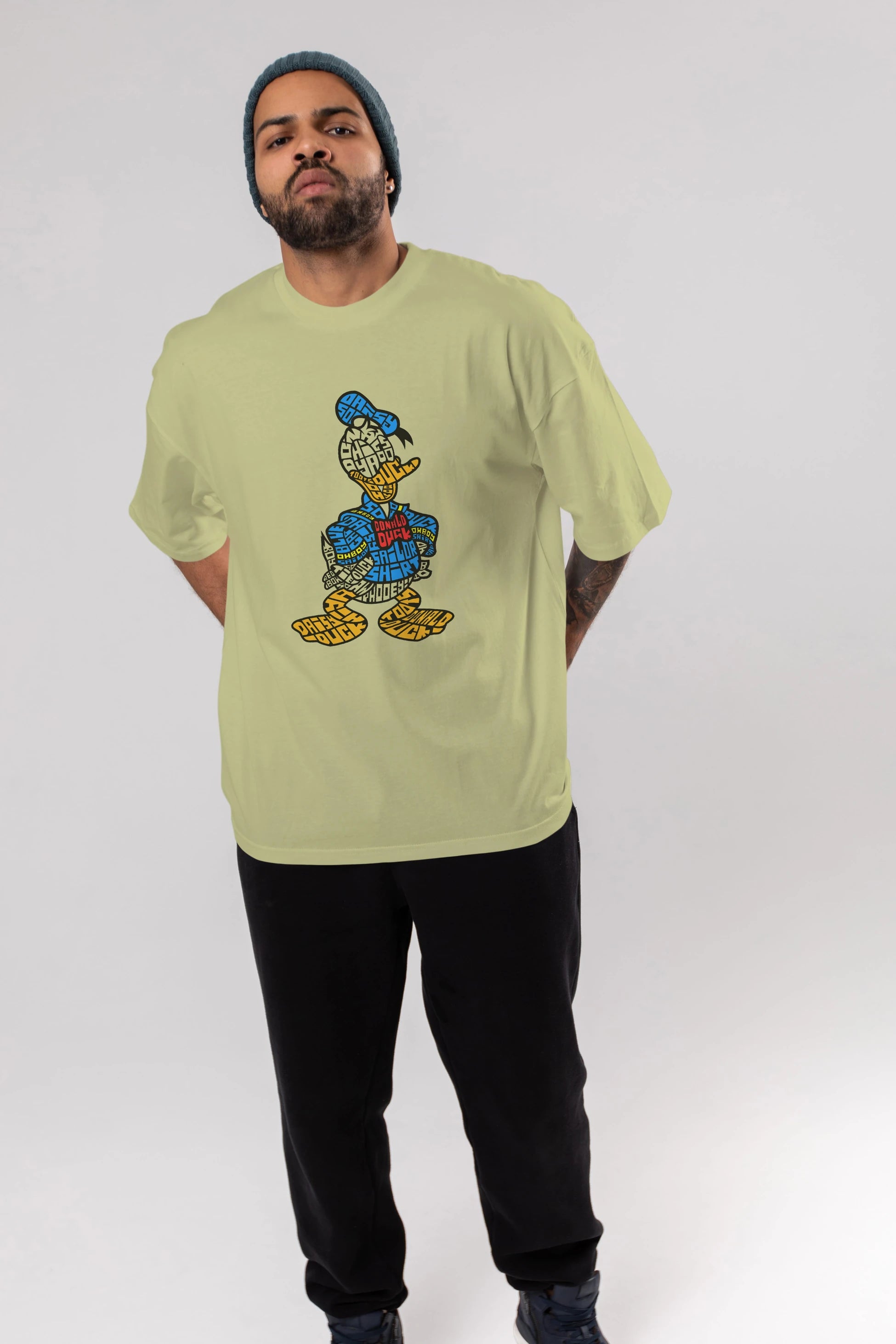Donald Ön Baskılı Oversize t-shirt %100 pamuk Erkek Kadın Unisex