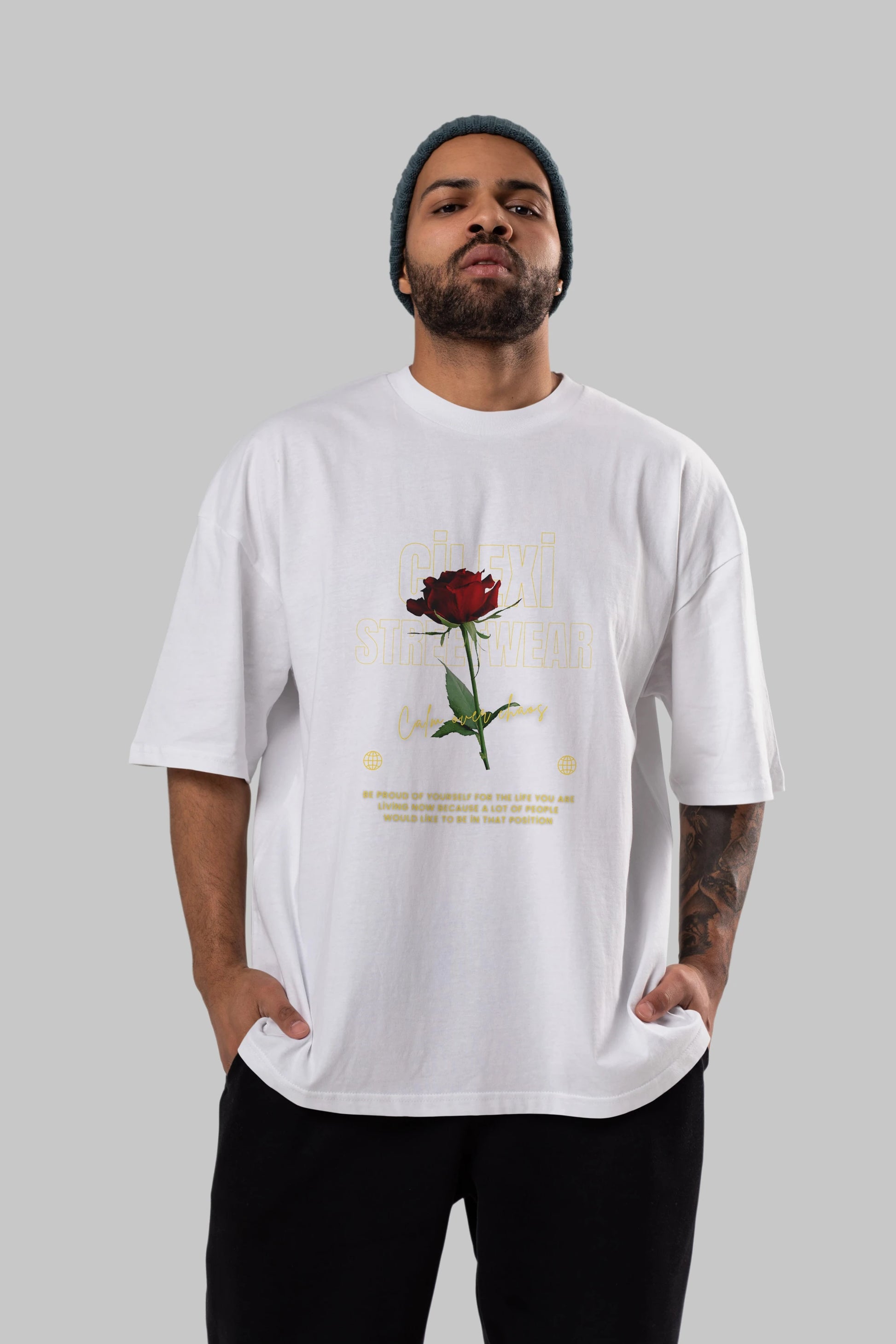 Rose Cilexi Streetwear Ön Baskılı Oversize t-shirt Erkek Kadın Unisex