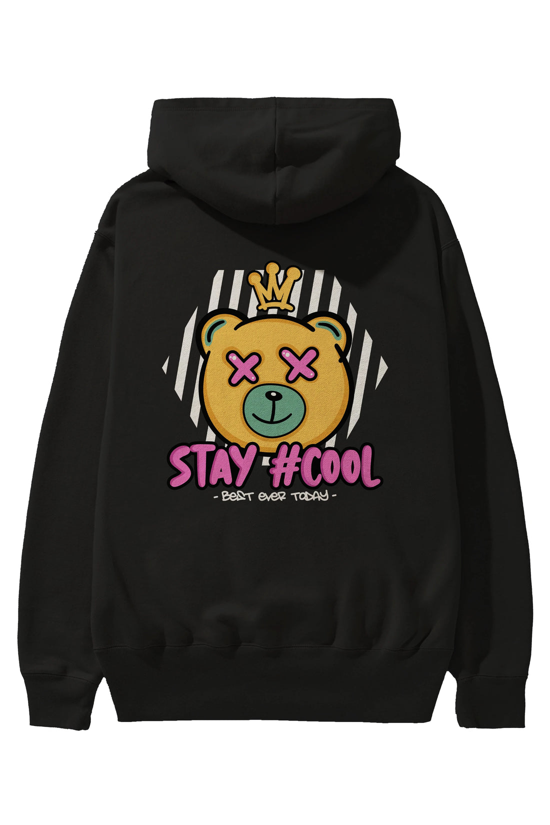 Stay Cool Bear Arka Baskılı Hoodie Oversize Kapüşonlu Sweatshirt Erkek Kadın Unisex