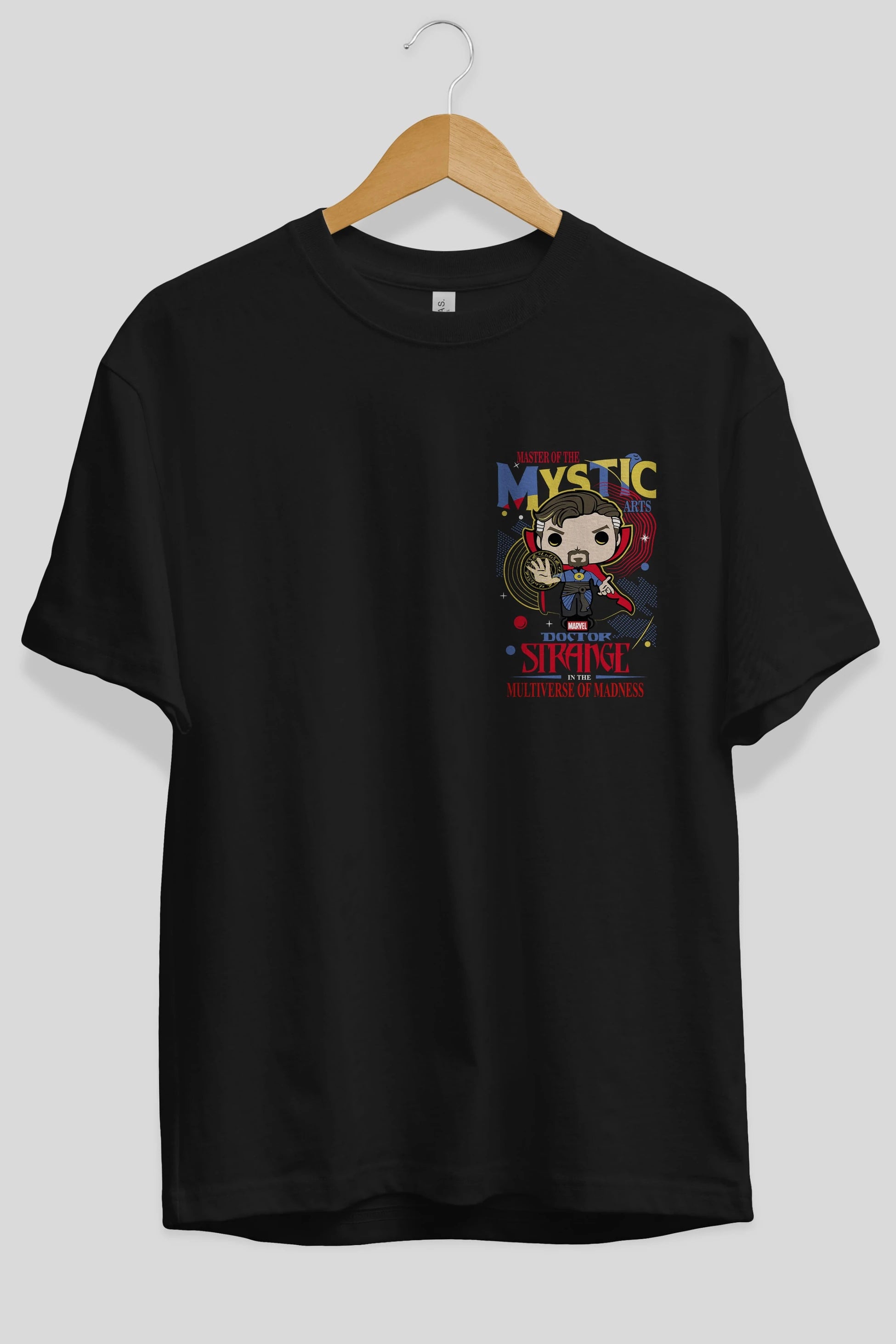 Doctor Strange Ön Sol Baskılı Oversize t-shirt Erkek Kadın Unisex %100 Pamuk Bisiklet Yaka tişort