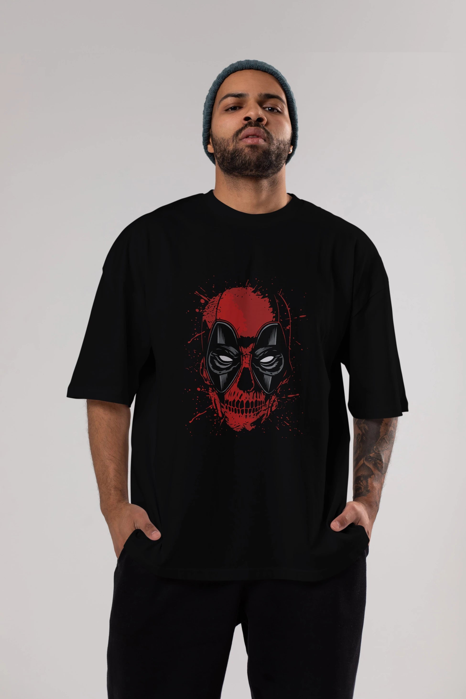 Deadpool (3) Ön Baskılı Oversize t-shirt Erkek Kadın Unisex %100 Pamuk Bisiklet Yaka tişort