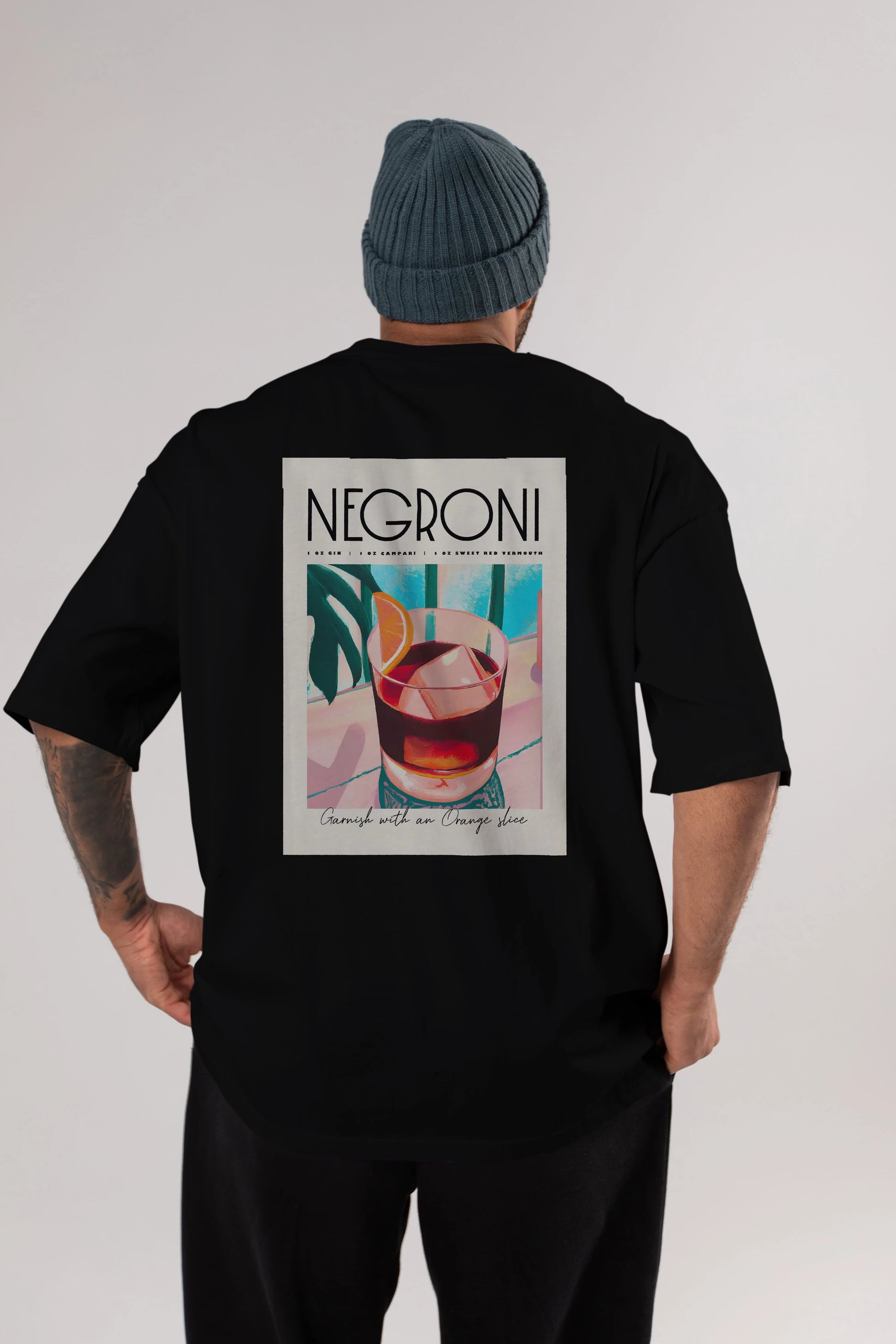 Negroni 4 Arka Baskılı Oversize t-shirt Erkek Kadın Unisex %100 Pamuk Bisiklet Yaka tişort
