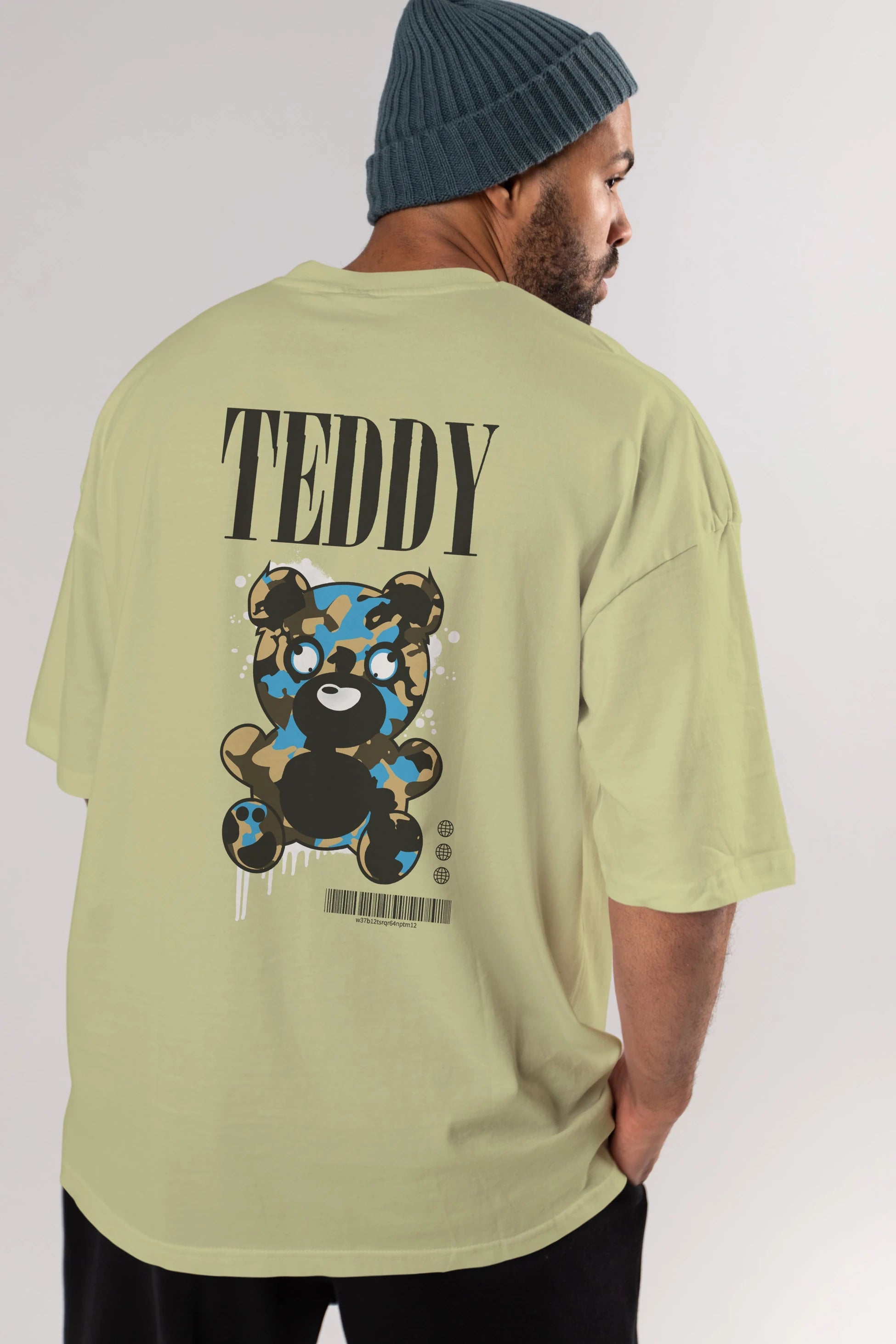 Teddy Bear Streetwear Arka Baskılı Oversize t-shirt Erkek Kadın Unisex