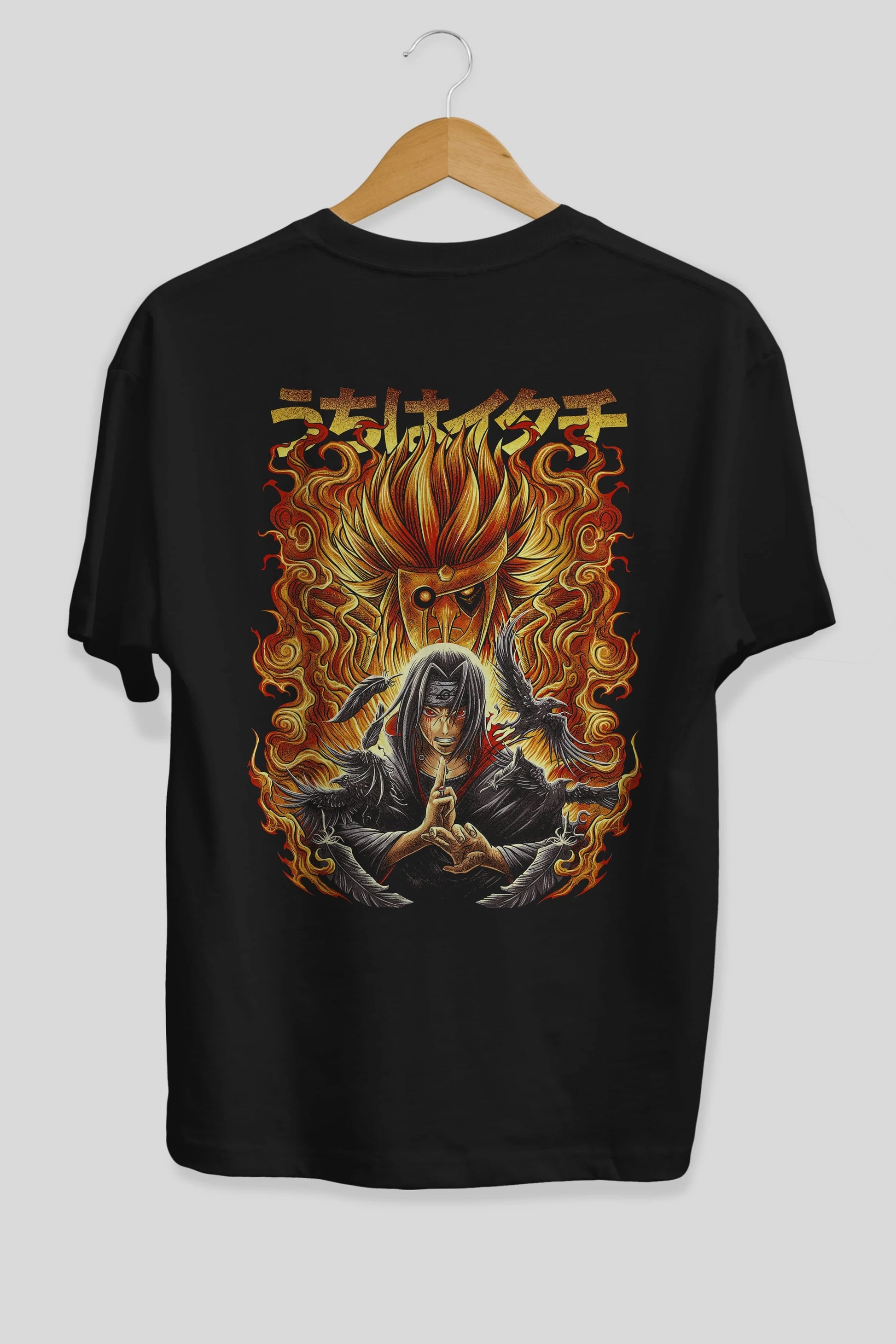 NARUTO ITACHI UCHIHA Anime Arka Baskılı Oversize t-shirt Erkek Kadın Unisex