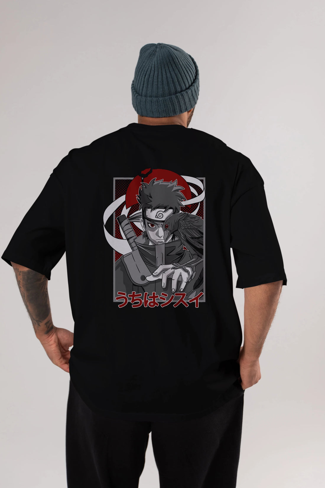 SHISUI UCHIHA NARUTO Anime Arka Baskılı Oversize t-shirt Erkek Kadın Unisex
