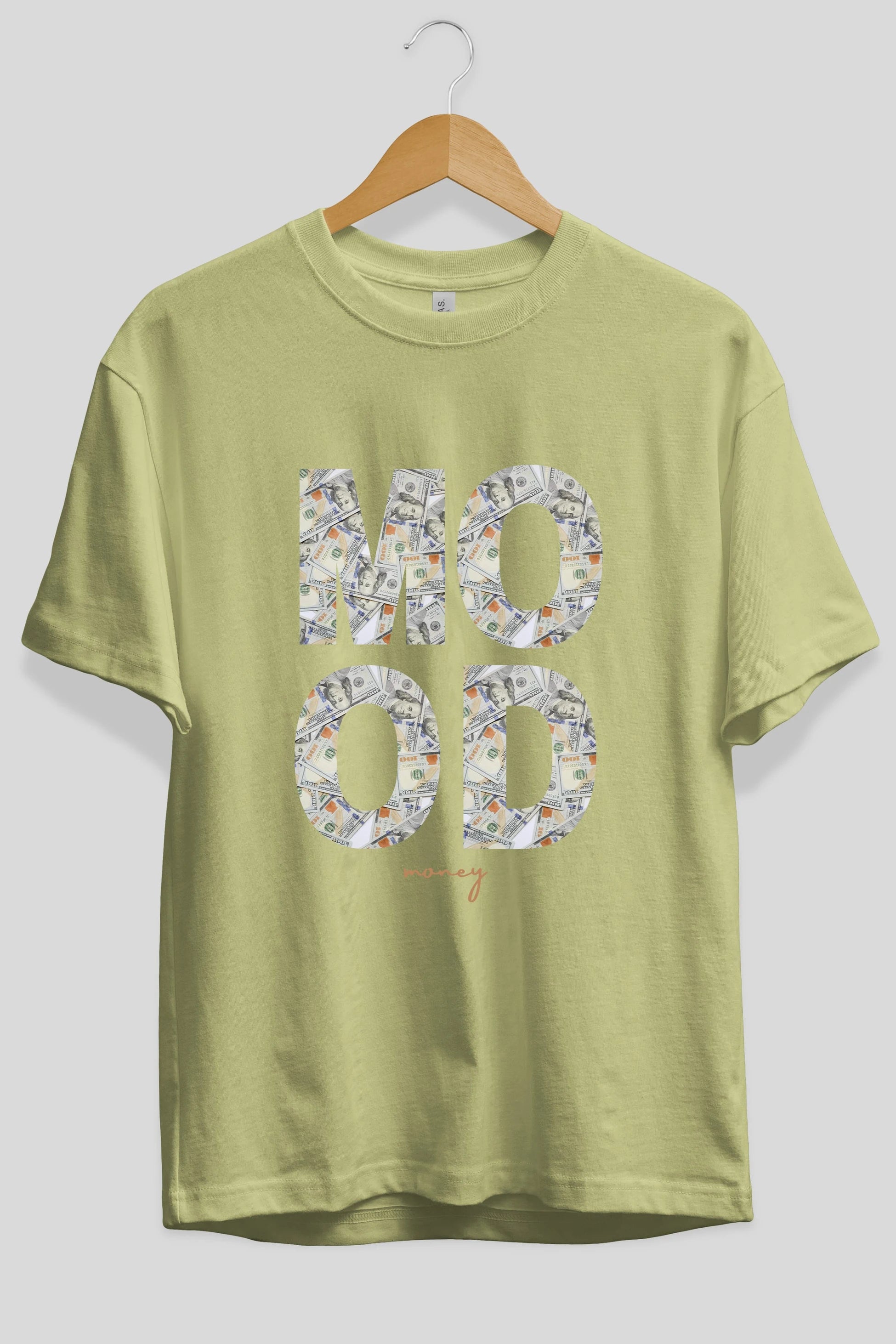 Mood Money Yazılı Ön Baskılı Oversize t-shirt Erkek Kadın Unisex