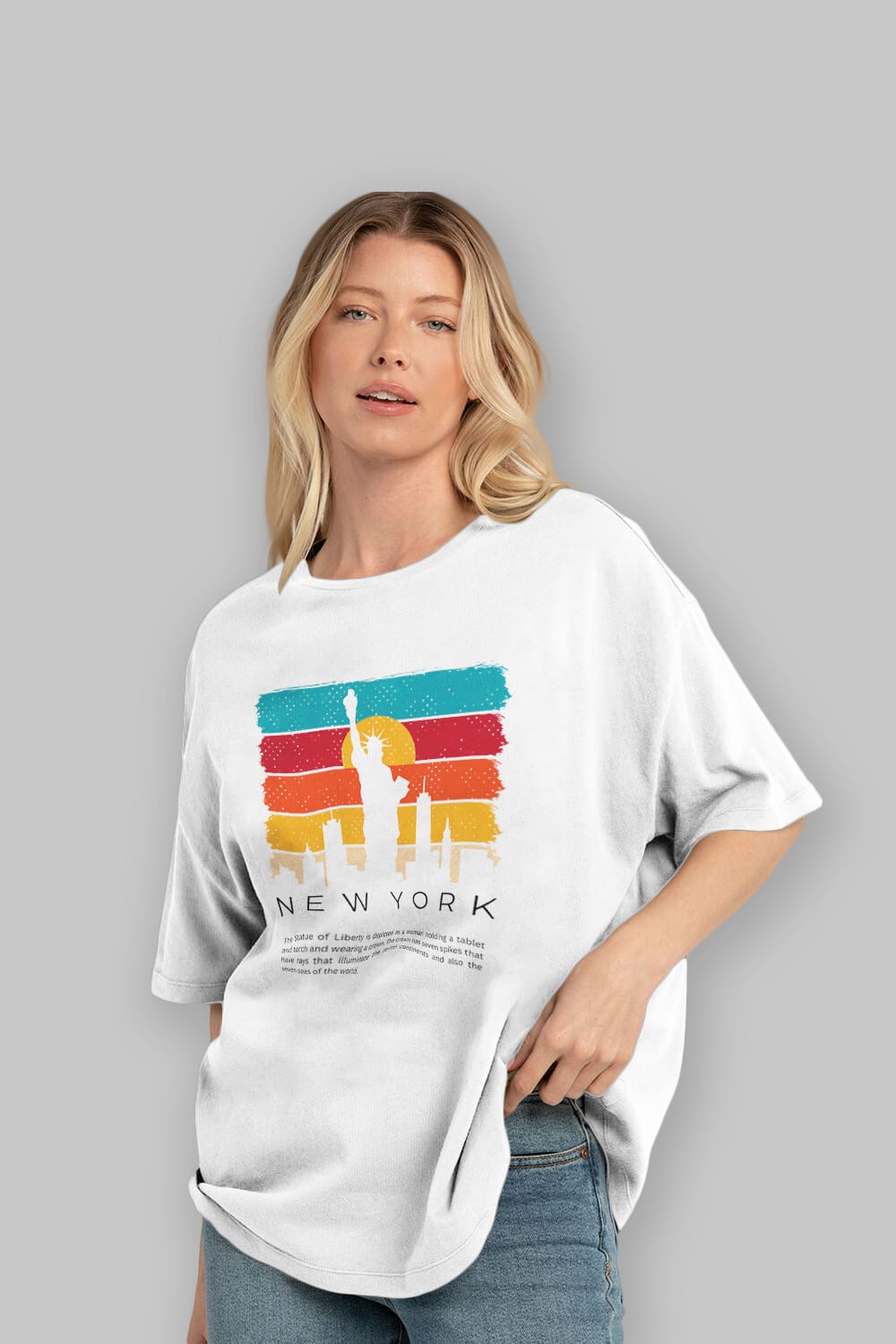 New York Yazılı Ön Baskılı Oversize t-shirt Erkek Kadın Unisex