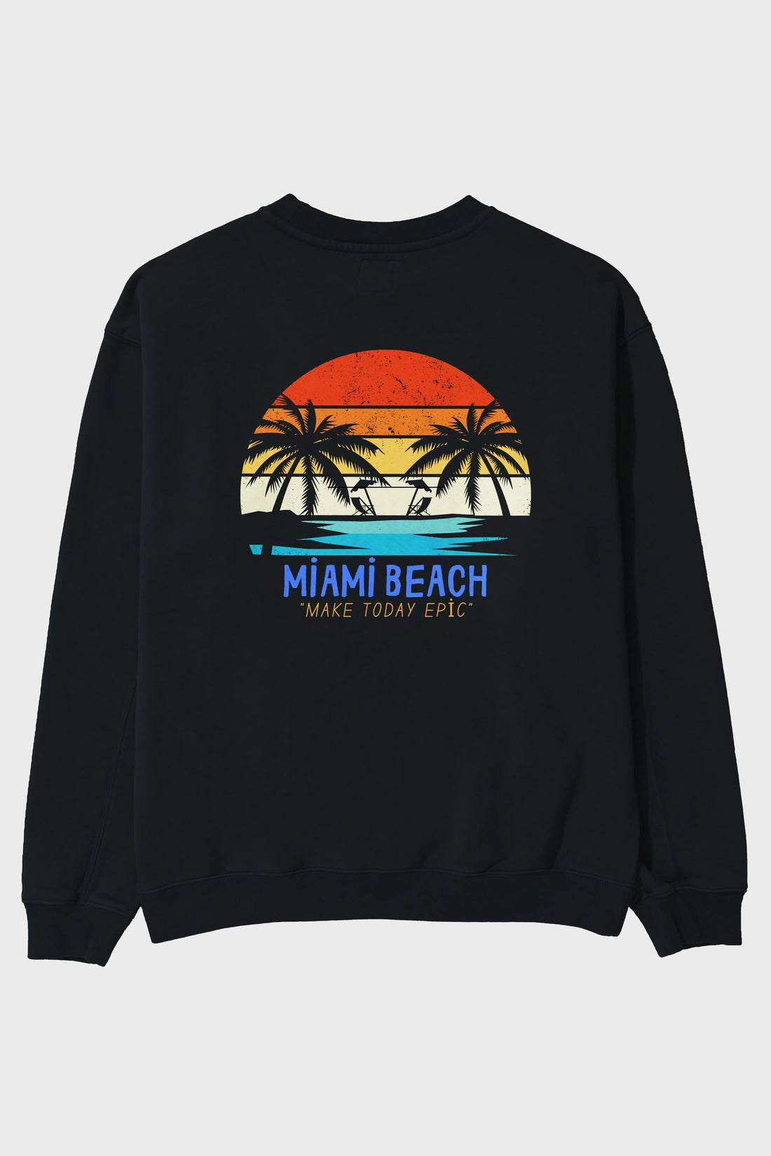 Miami Beach Yazılı Arka Baskılı Oversize Sweatshirt Erkek Kadın Unisex