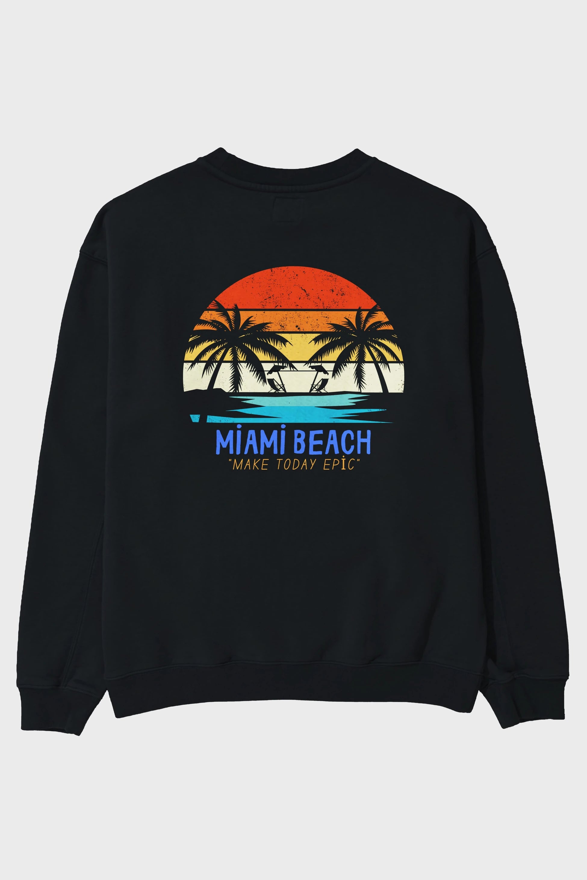Miami Beach Yazılı Arka Baskılı Oversize Sweatshirt Erkek Kadın Unisex