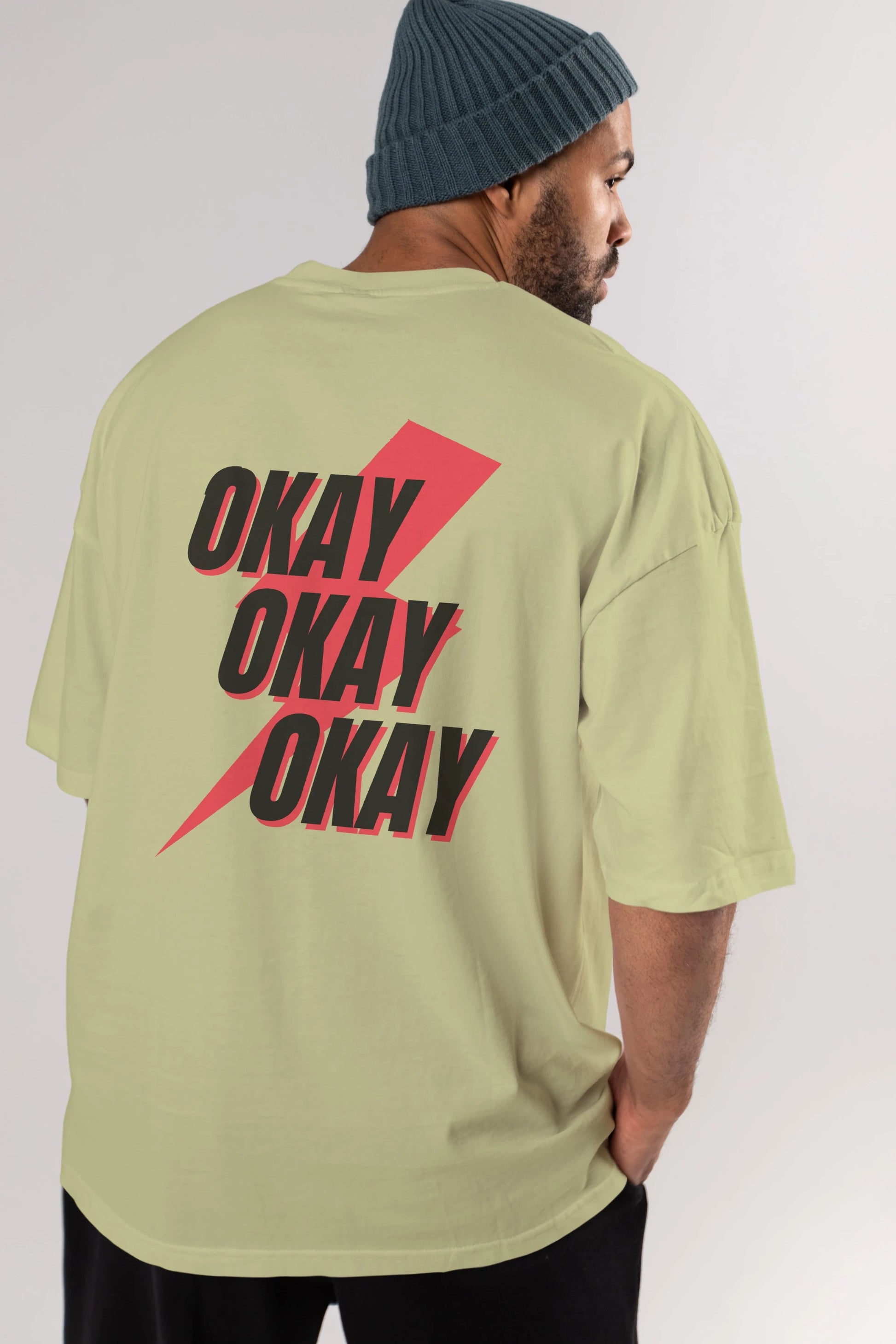 Okay Arka Baskılı Oversize t-shirt Erkek Kadın Unisex