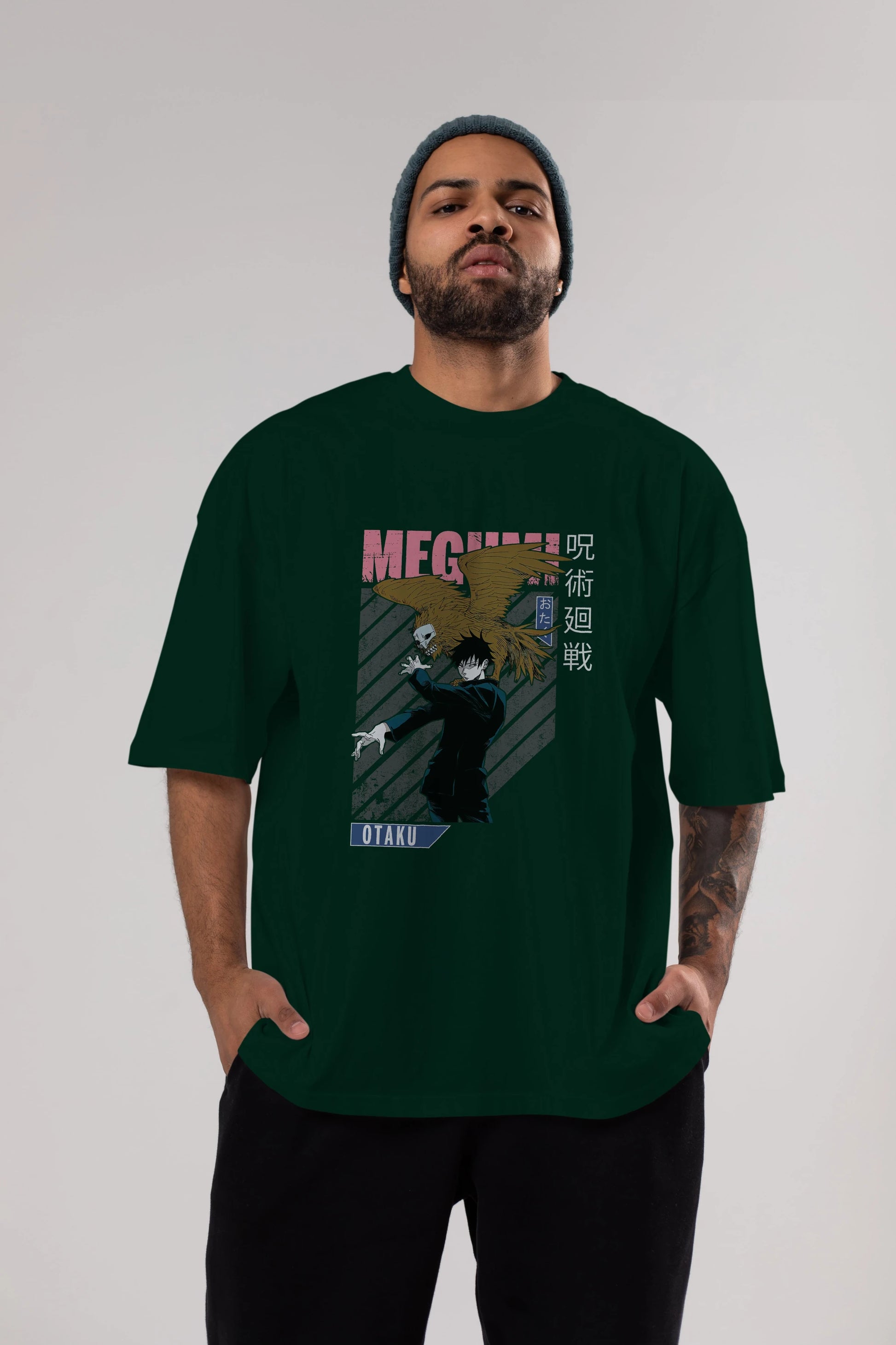 Megumi Fushiguro 2 Anime Ön Baskılı Oversize t-shirt %100 pamuk Erkek Kadın Unisex