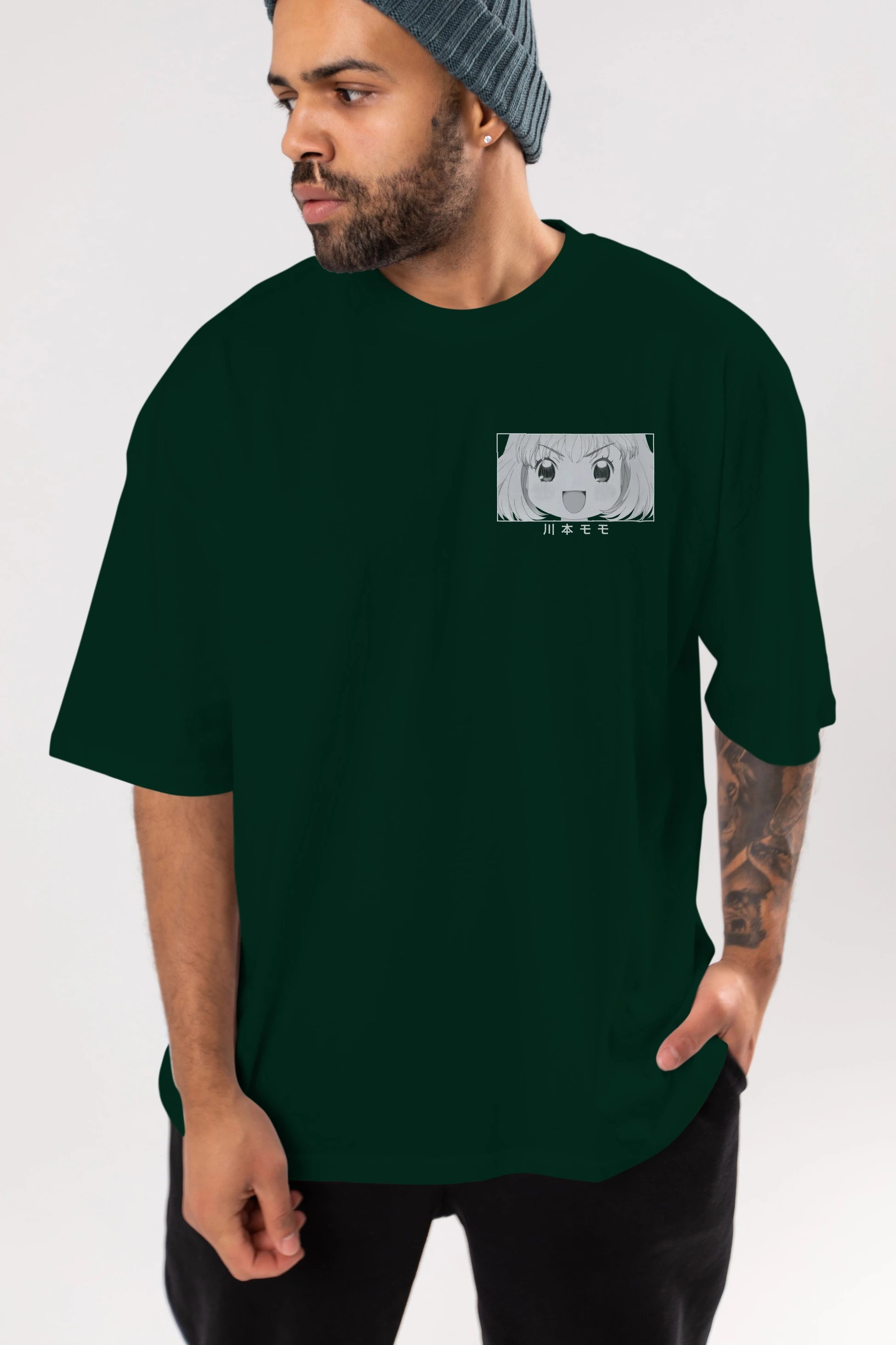 Momo Kawamoto 1 Ön Sol Baskılı Oversize t-shirt Erkek Kadın Unisex %100 Pamuk Bisiklet Yaka tişort