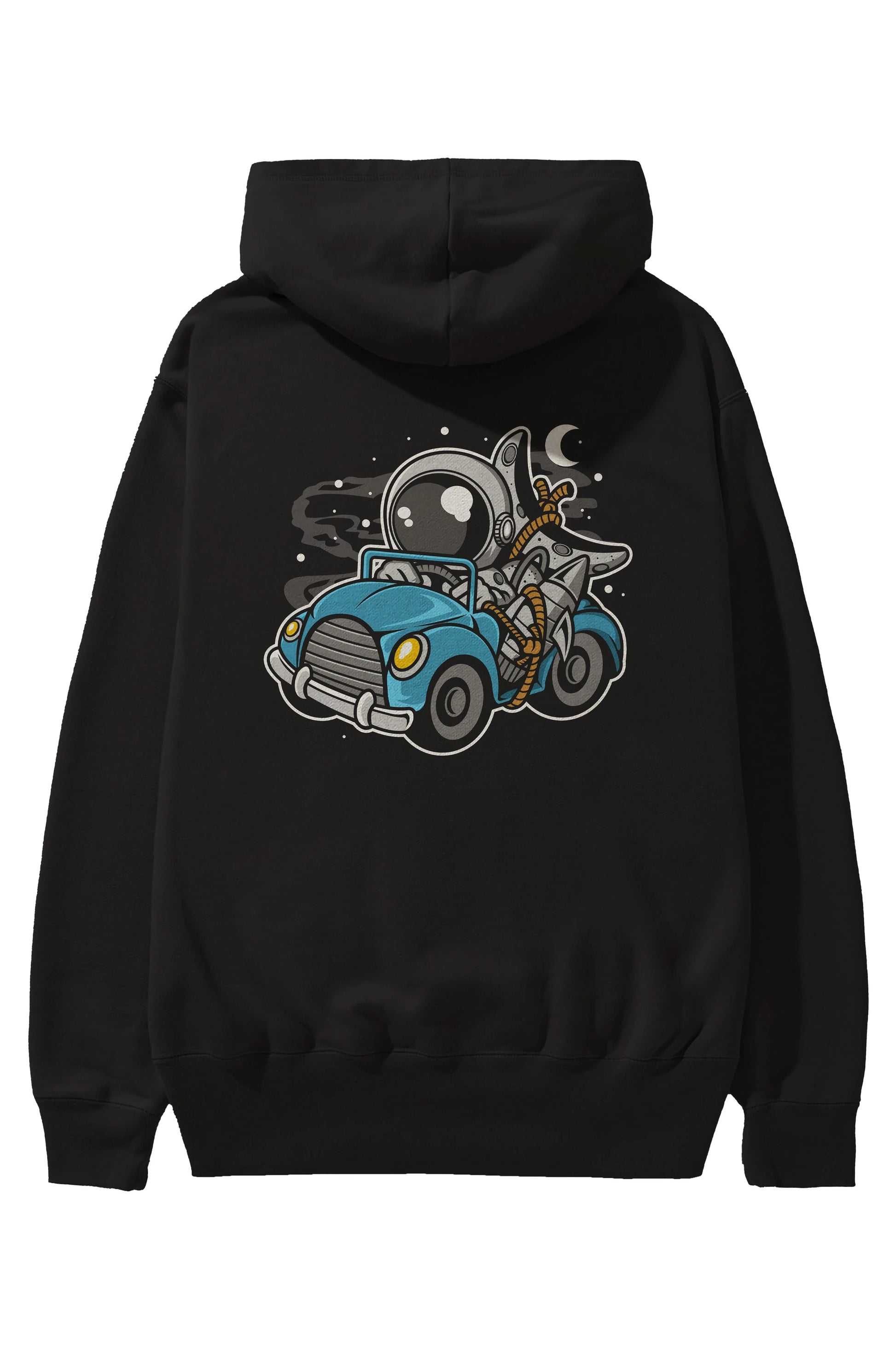 Astronaut Journey Arka Baskılı Hoodie Oversize Kapüşonlu Sweatshirt Erkek Kadın Unisex