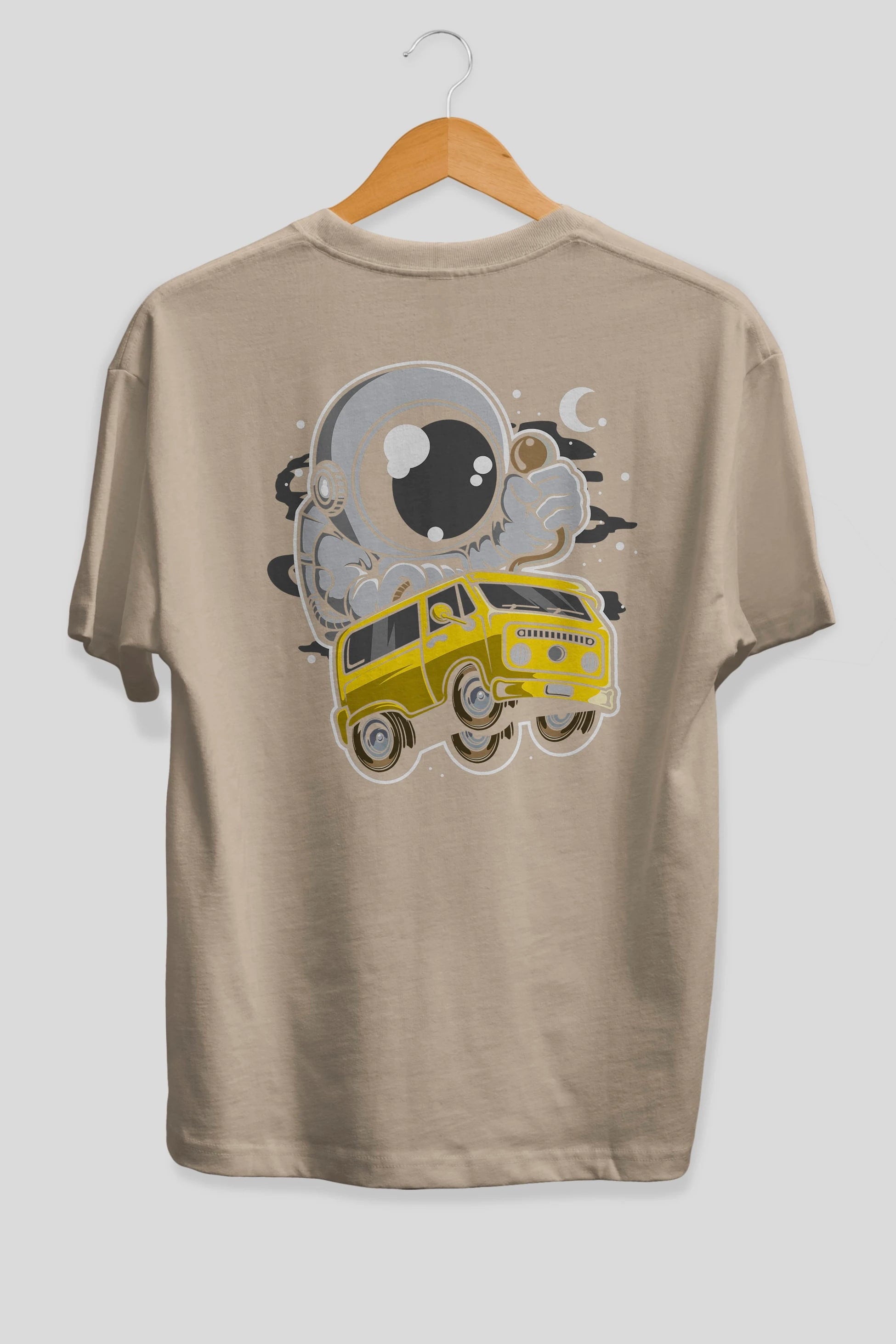Astronaut Car Racer Arka Baskılı Oversize t-shirt Erkek Kadın Unisex