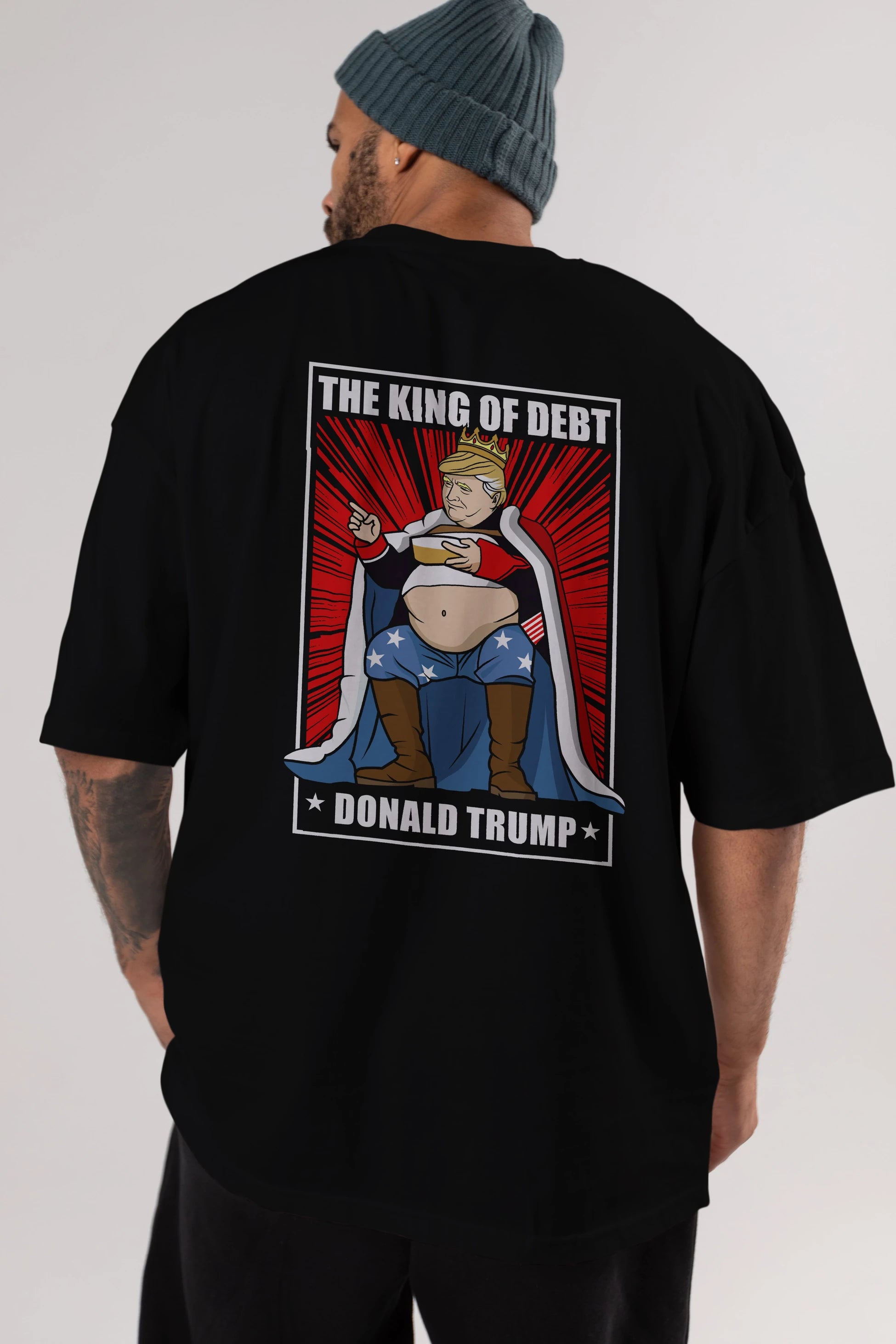 Trump King Arka Baskılı Oversize t-shirt Erkek Kadın Unisex %100 Pamuk tişort