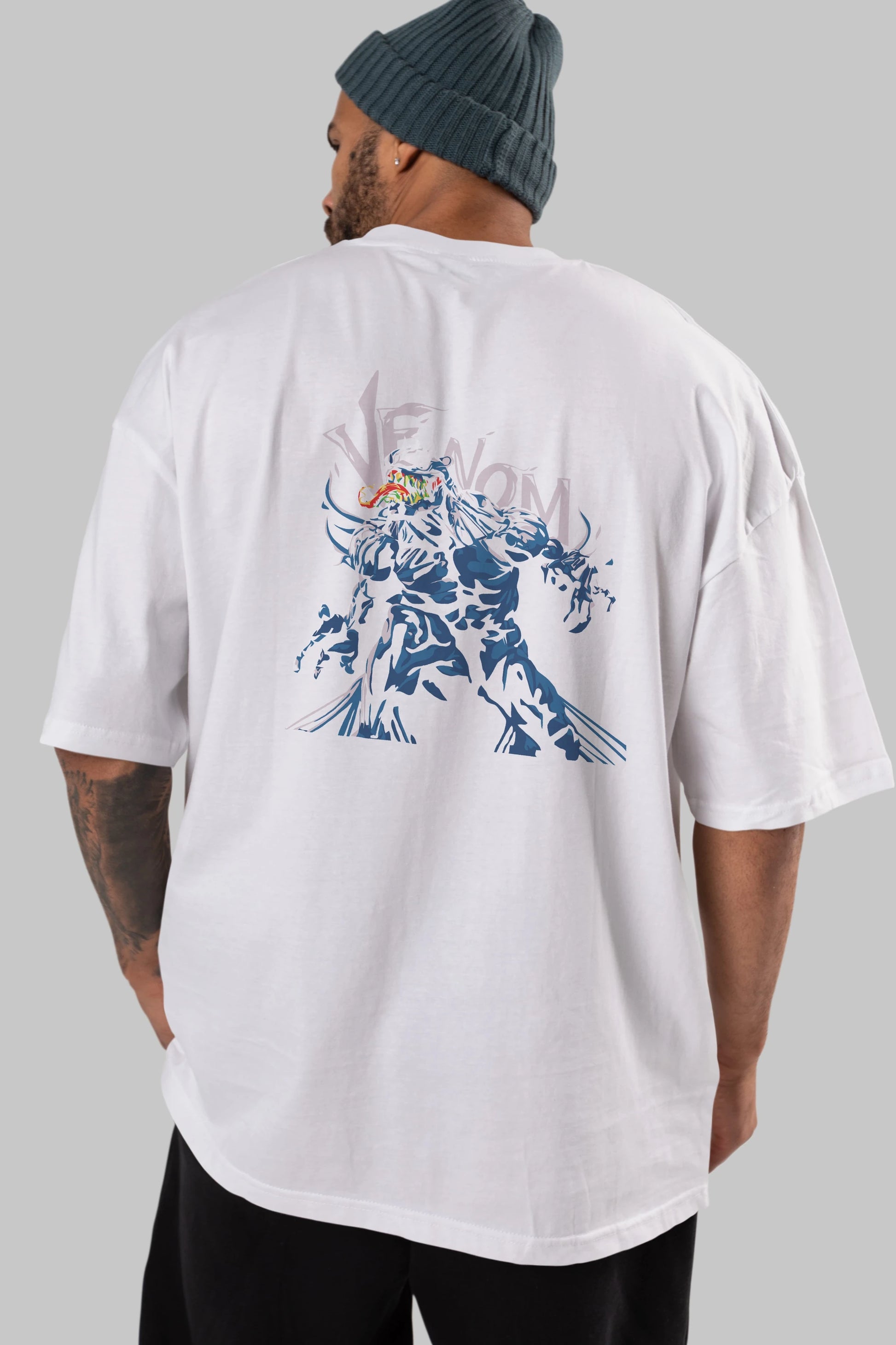 Venom (8) Arka Baskılı Oversize t-shirt Erkek Kadın Unisex %100 Pamuk Bisiklet Yaka tişort
