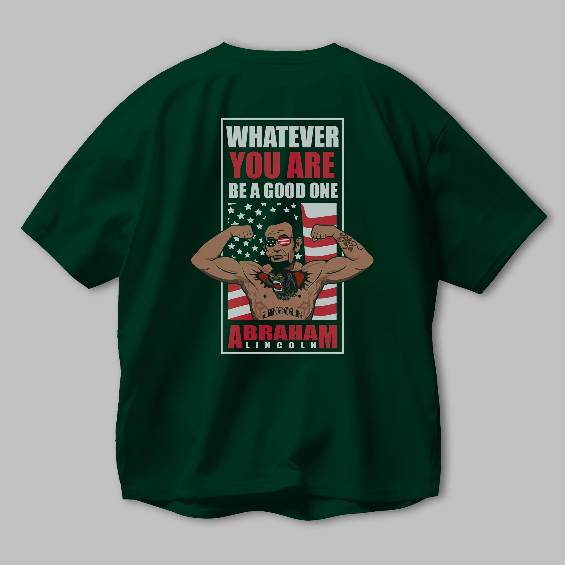 Lincoln Fighter Arka Baskılı Oversize t-shirt Erkek Kadın Unisex %100 Pamuk tişort