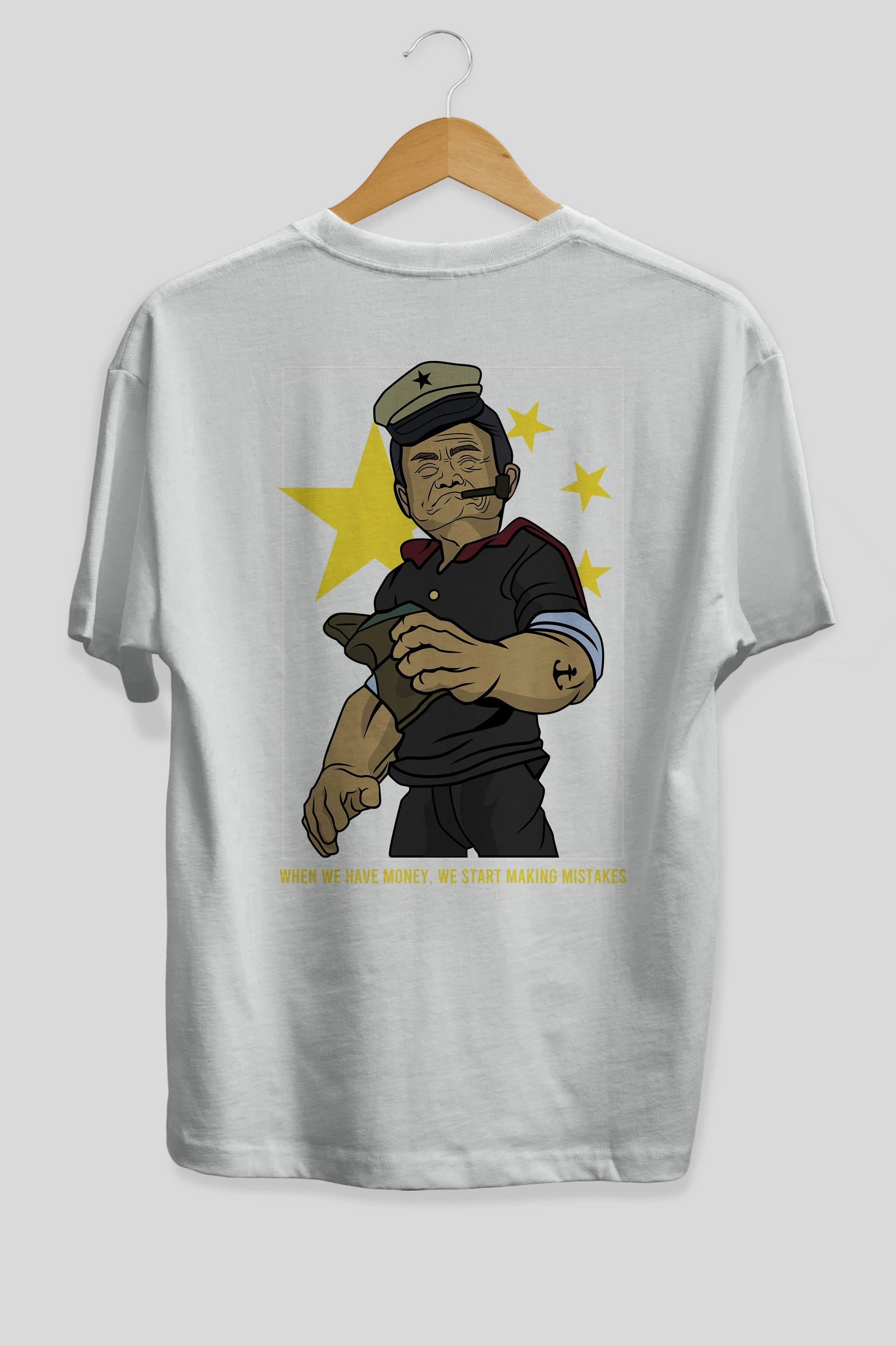 Popeye Jack Ma Arka Baskılı Oversize t-shirt Erkek Kadın Unisex %100 Pamuk tişort