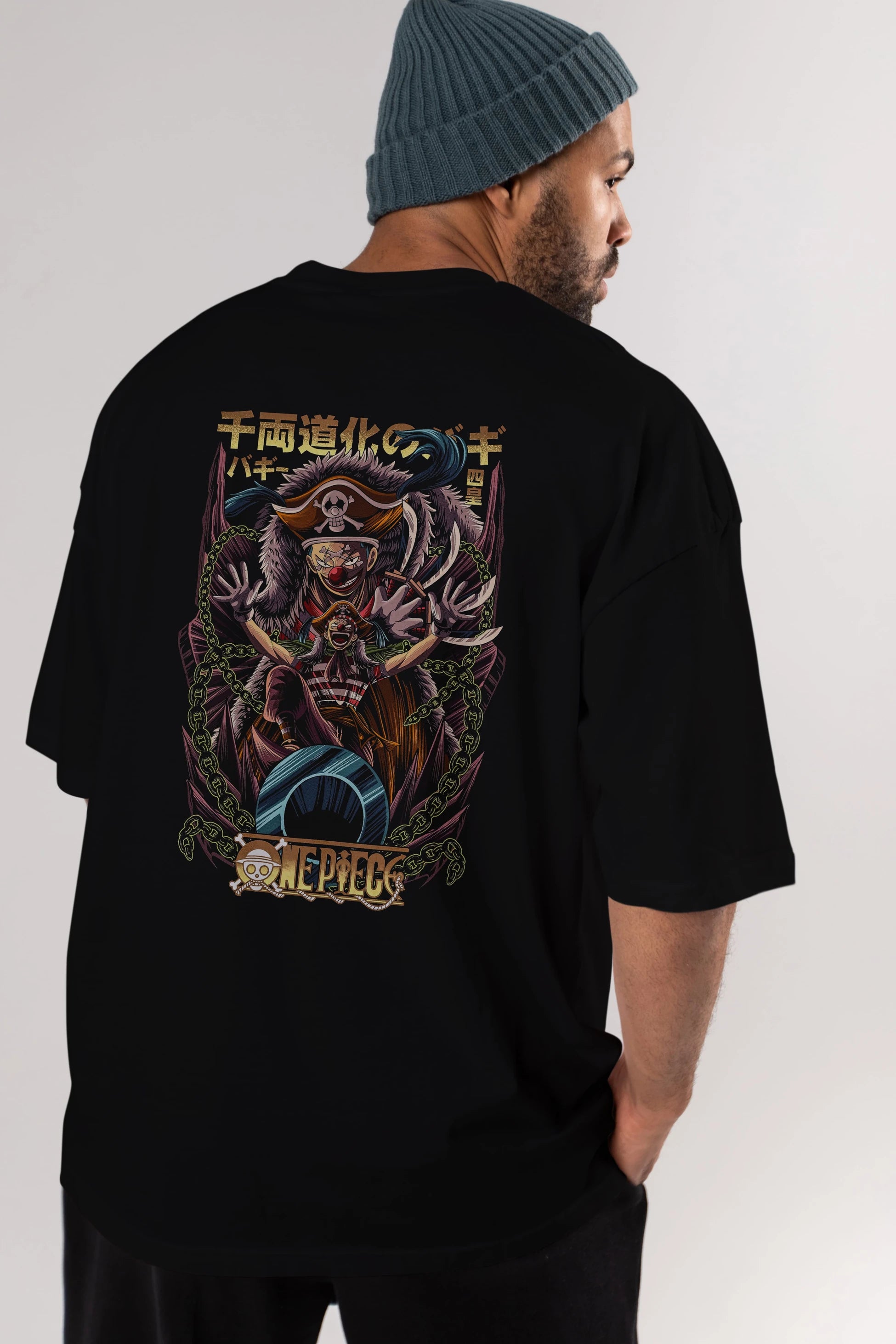 ONE PIECE (5) Anime Arka Baskılı Oversize t-shirt Erkek Kadın Unisex