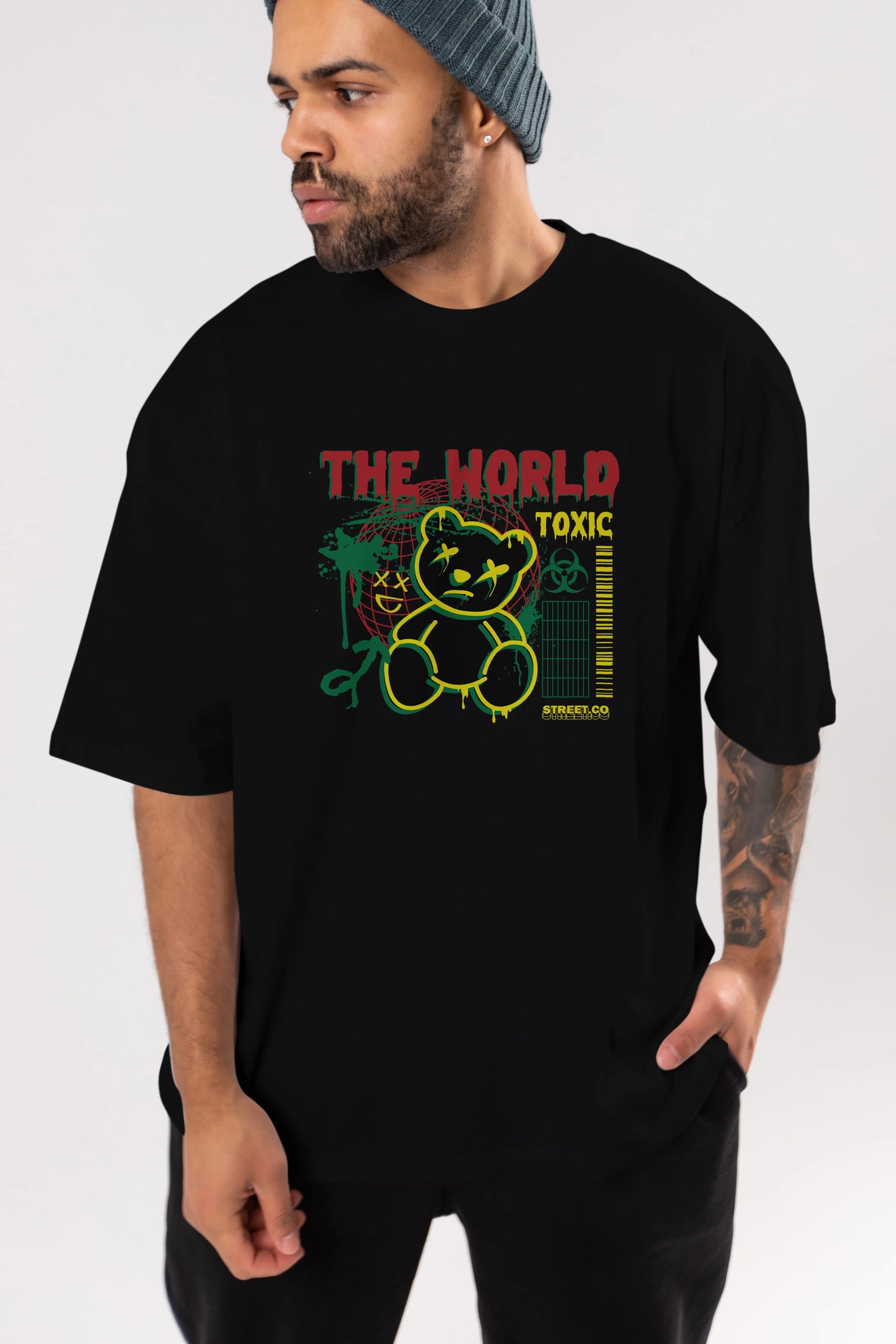 The World Toxic Bear Ön Baskılı Oversize t-shirt Erkek Kadın Unisex