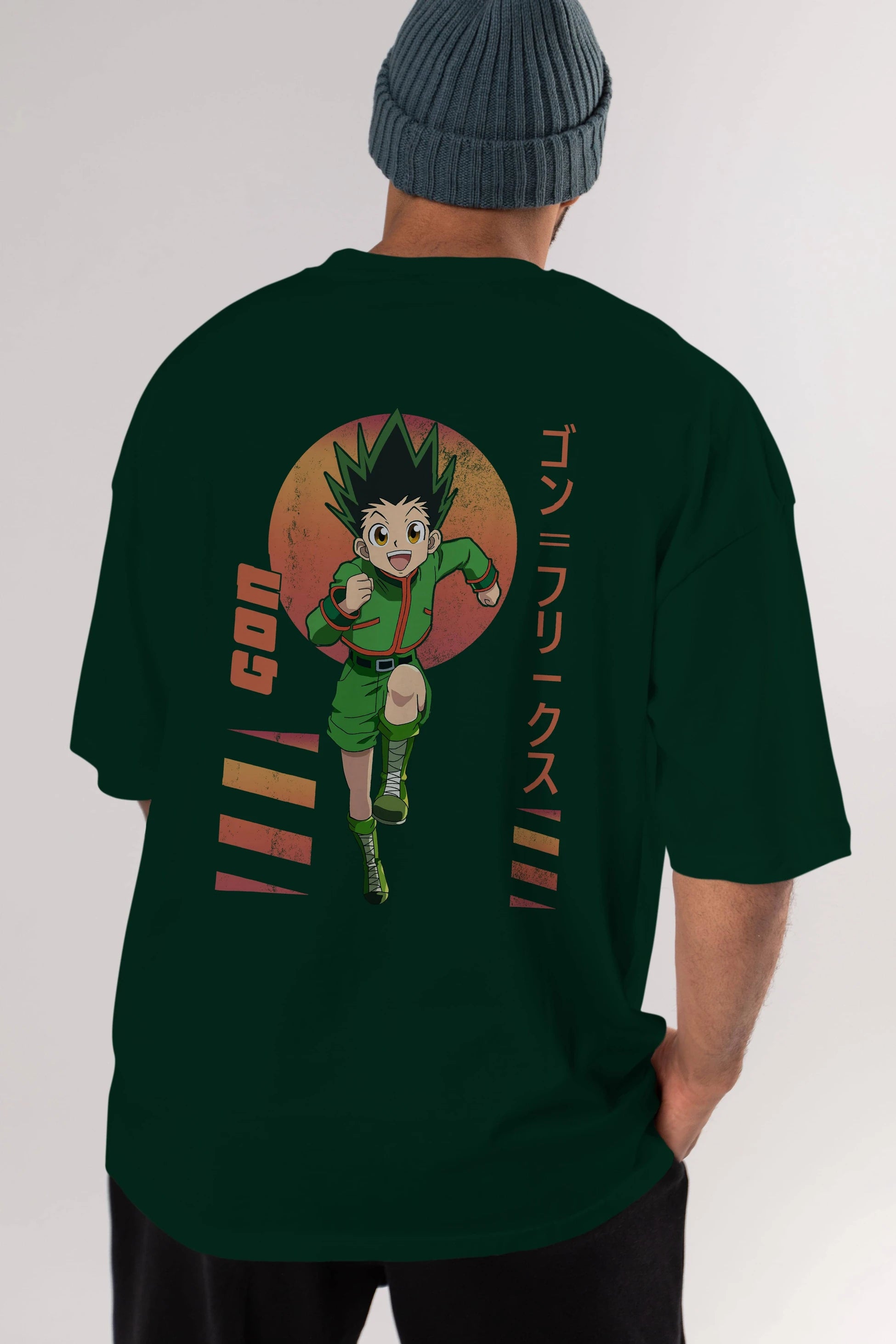 Gon Freecss HUNTER X HUNTER 2 Anime Arka Baskılı Oversize t-shirt Erkek Kadın Unisex