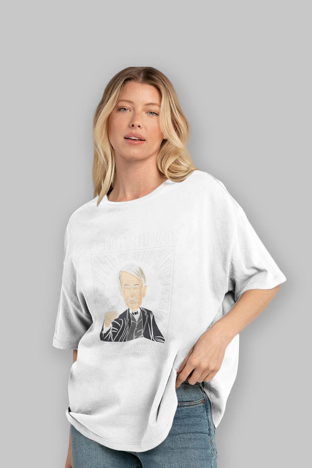 Thomas Alfa Edison Ön Baskılı Oversize t-shirt Erkek Kadın Unisex %100 Pamuk tişort