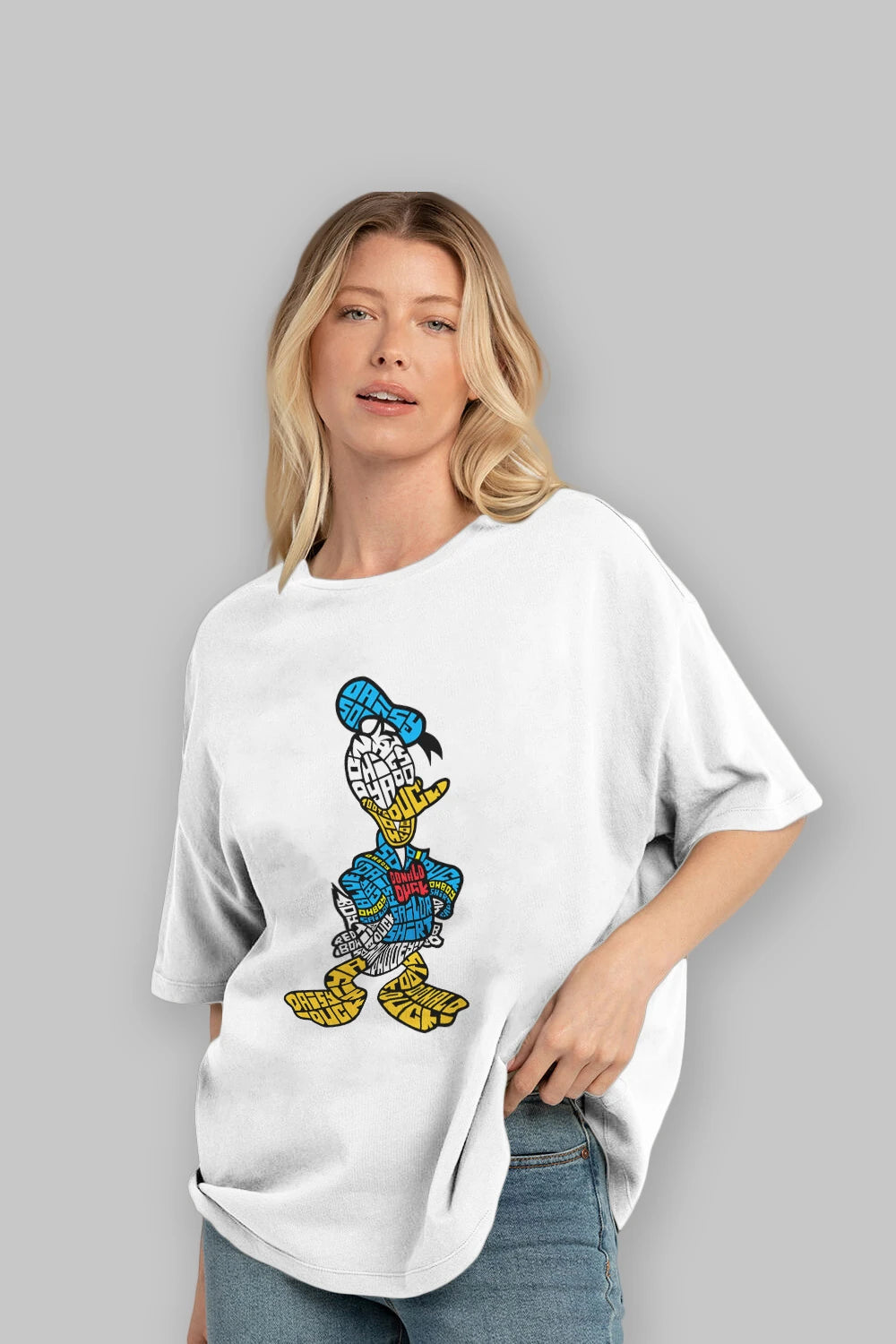 Donald Ön Baskılı Oversize t-shirt %100 pamuk Erkek Kadın Unisex