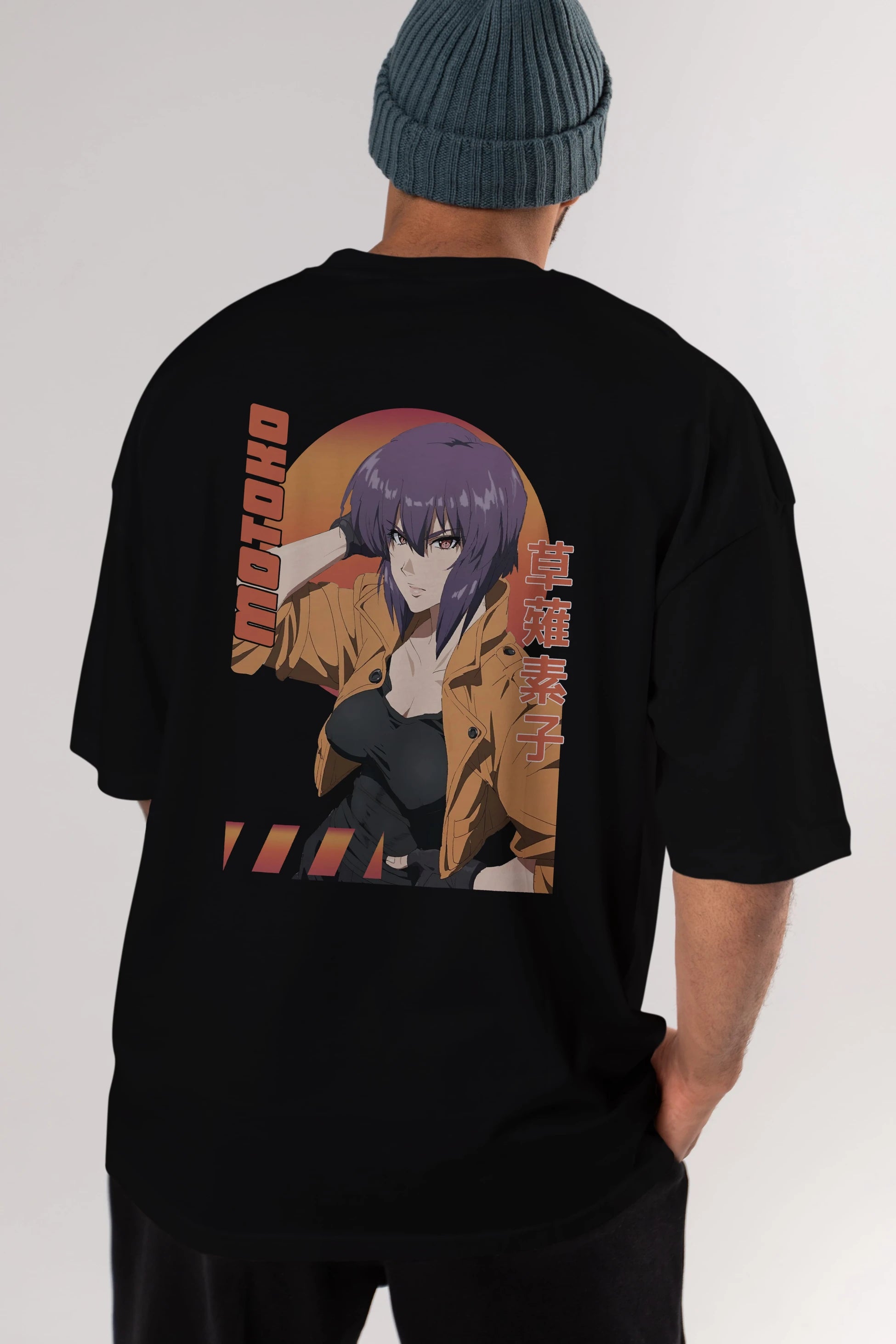 Motoko Kusanagi 9 Anime Arka Baskılı Oversize t-shirt Erkek Kadın Unisex