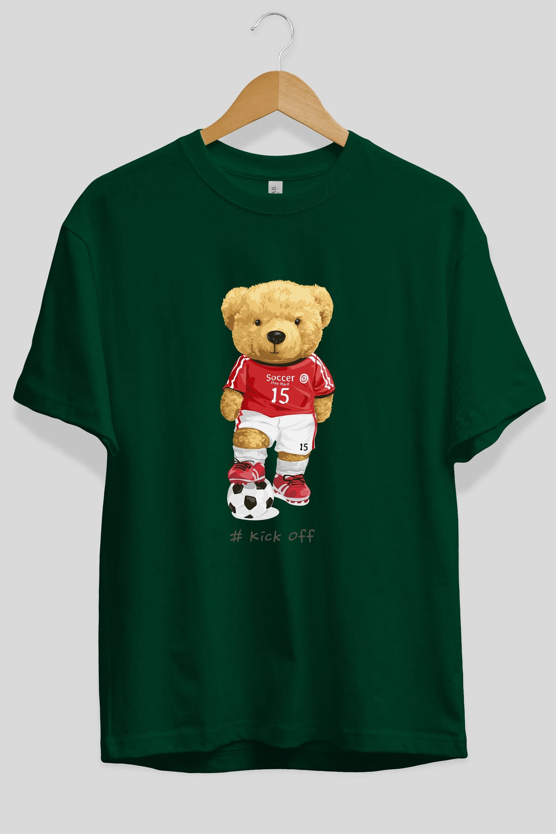 Teddy Bear Kick Off Ön Baskılı Oversize t-shirt Erkek Kadın Unisex %100 Pamuk