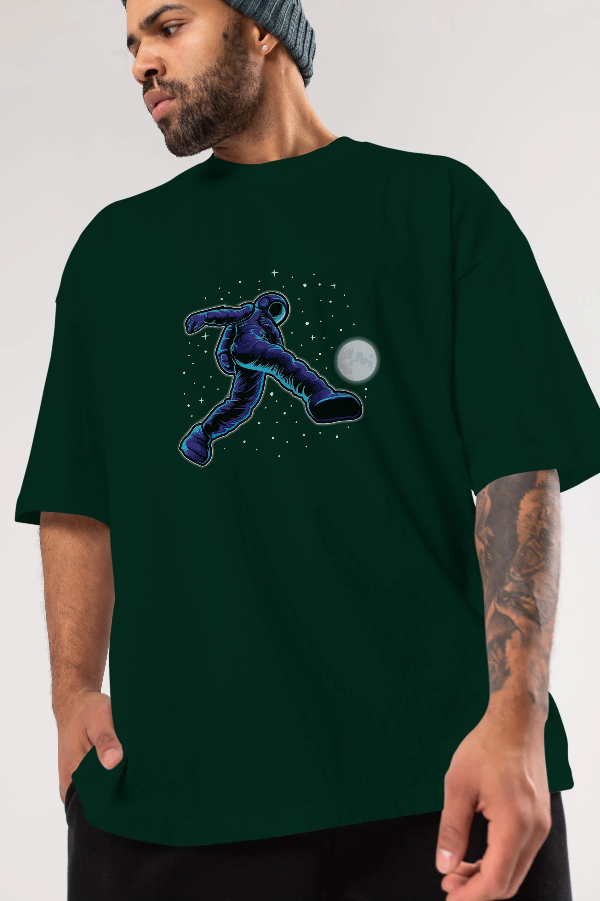 Astroball in Space Ön Baskılı Oversize t-shirt Erkek Kadın Unisex