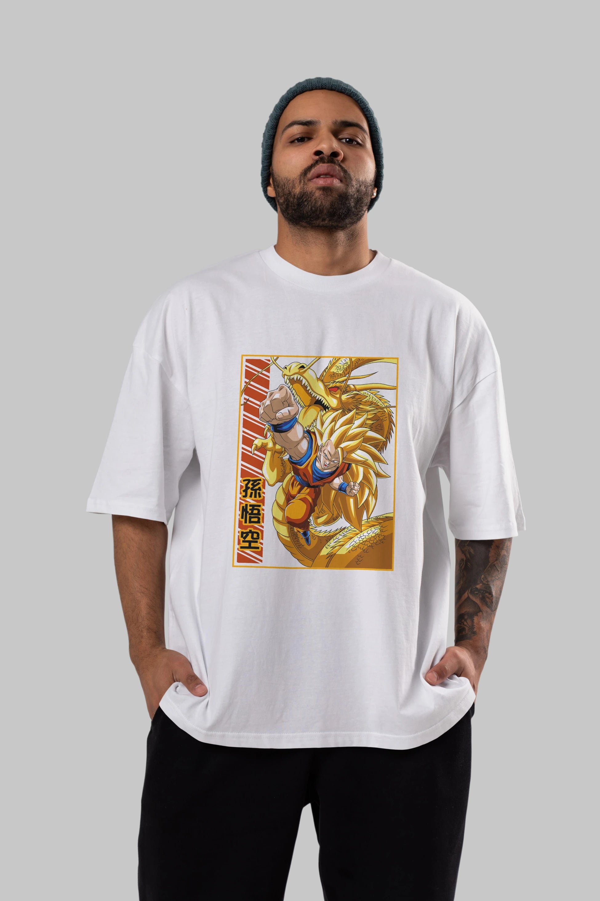 DragonBall Goku Anime Ön Baskılı Oversize t-shirt %100 pamuk Erkek Kadın Unisex