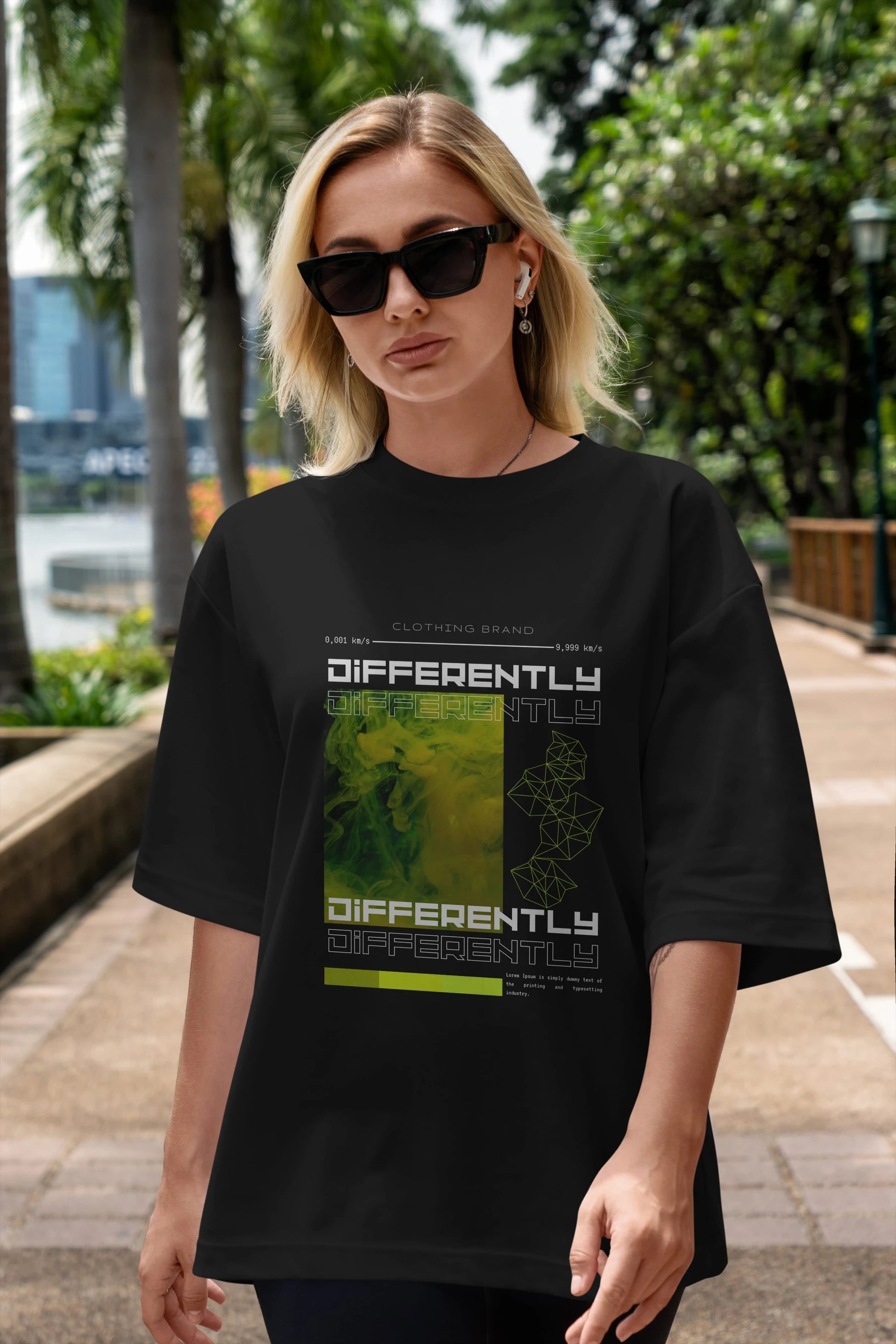 Differently Yazılı Ön Baskılı Oversize t-shirt Erkek Kadın Unisex
