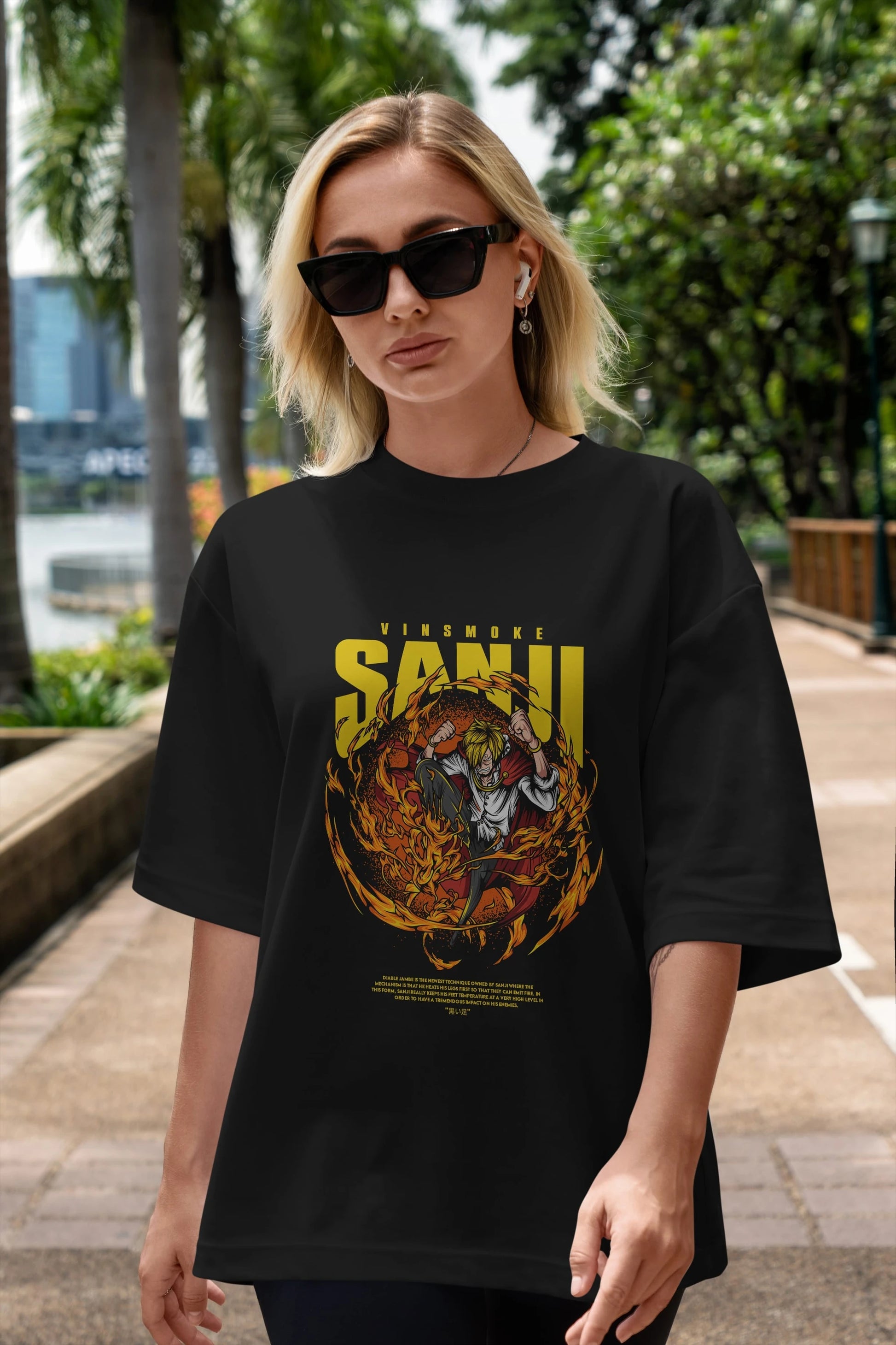 Vinsmoke Sanji Anime Ön Baskılı Oversize t-shirt %100 pamuk Erkek Kadın Unisex