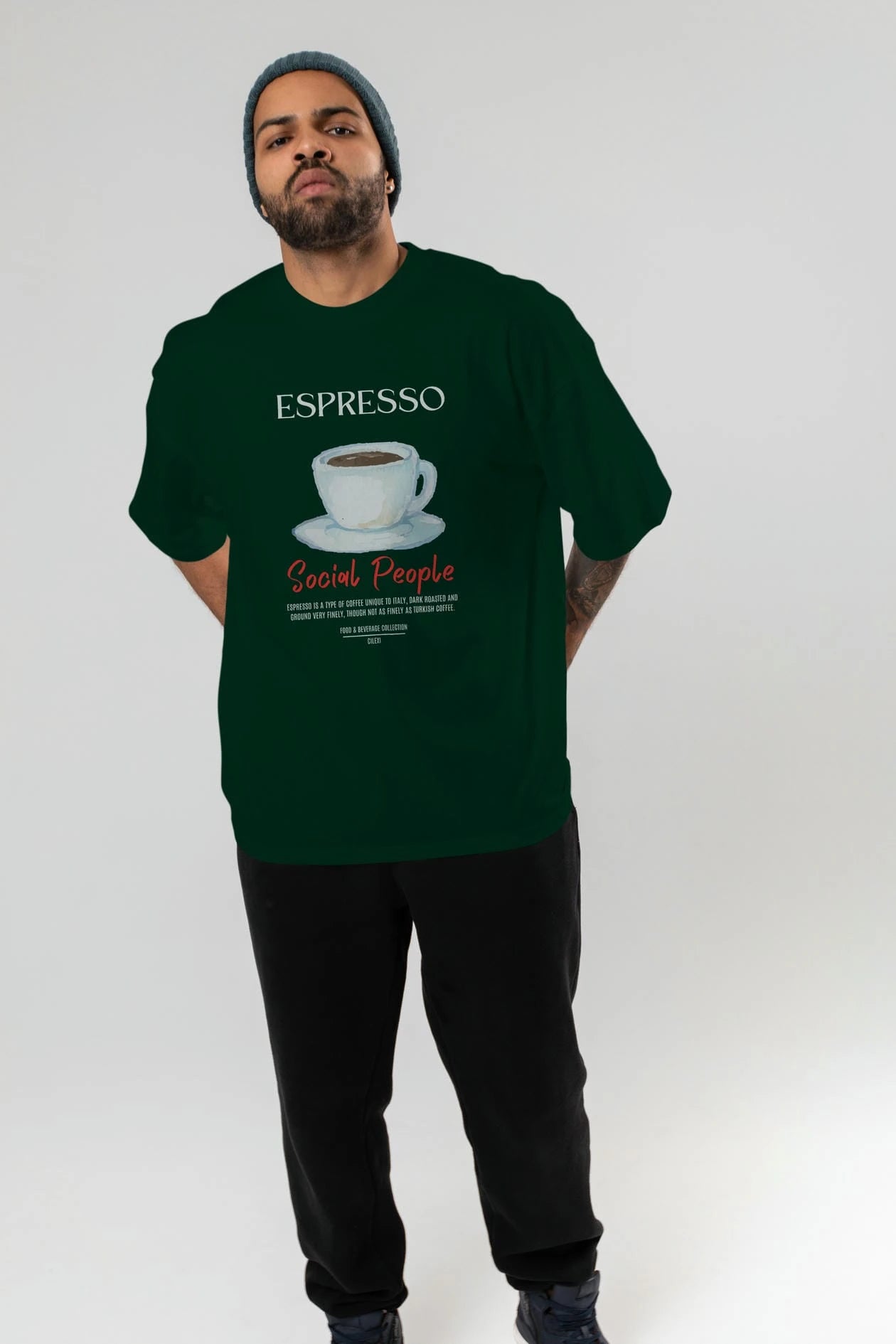 Espresso Kokteyl Serisi ön Baskılı Oversize t-shirt Erkek Kadın %100 Pamuk Bisiklet Yaka tişort