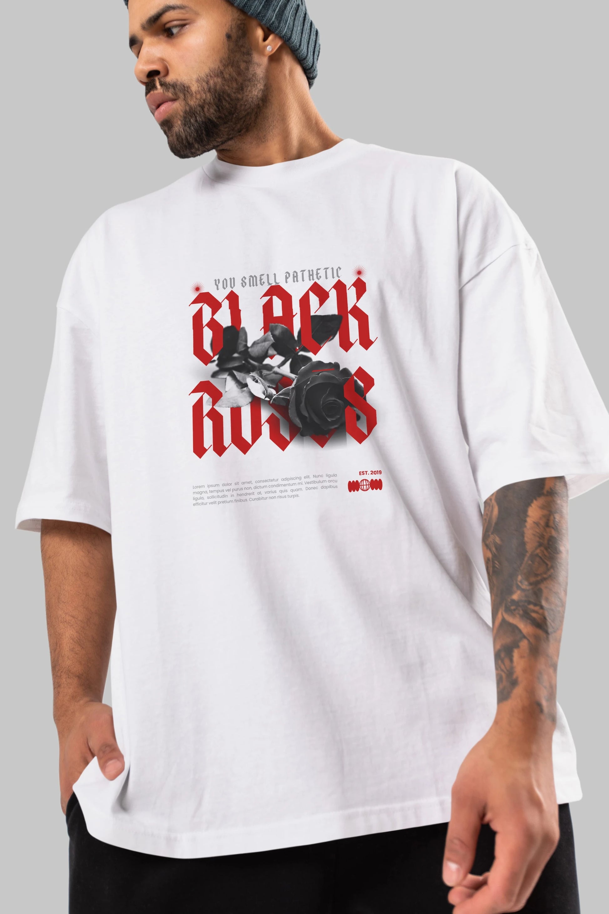 Black Roses Ön Baskılı Oversize t-shirt Erkek Kadın Unisex