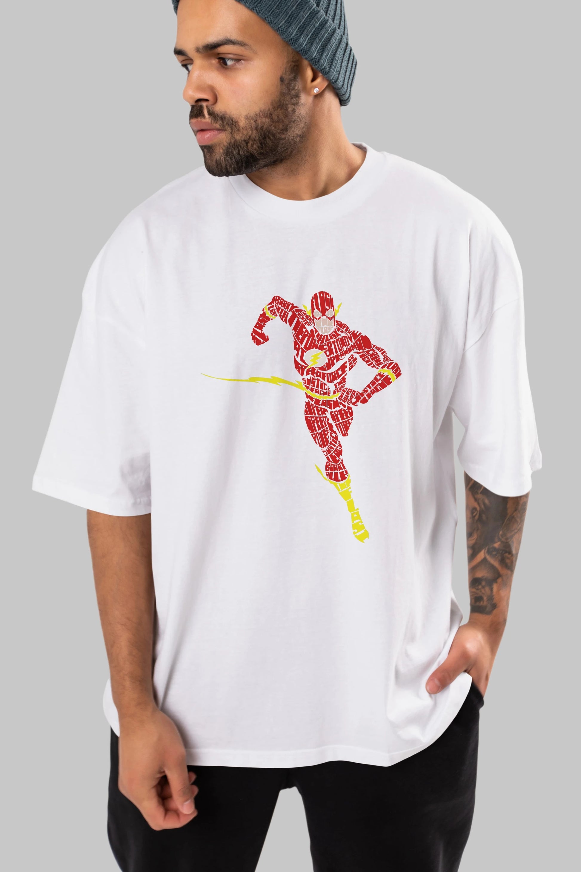 The Flash Ön Baskılı Oversize t-shirt %100 pamuk Erkek Kadın Unisex