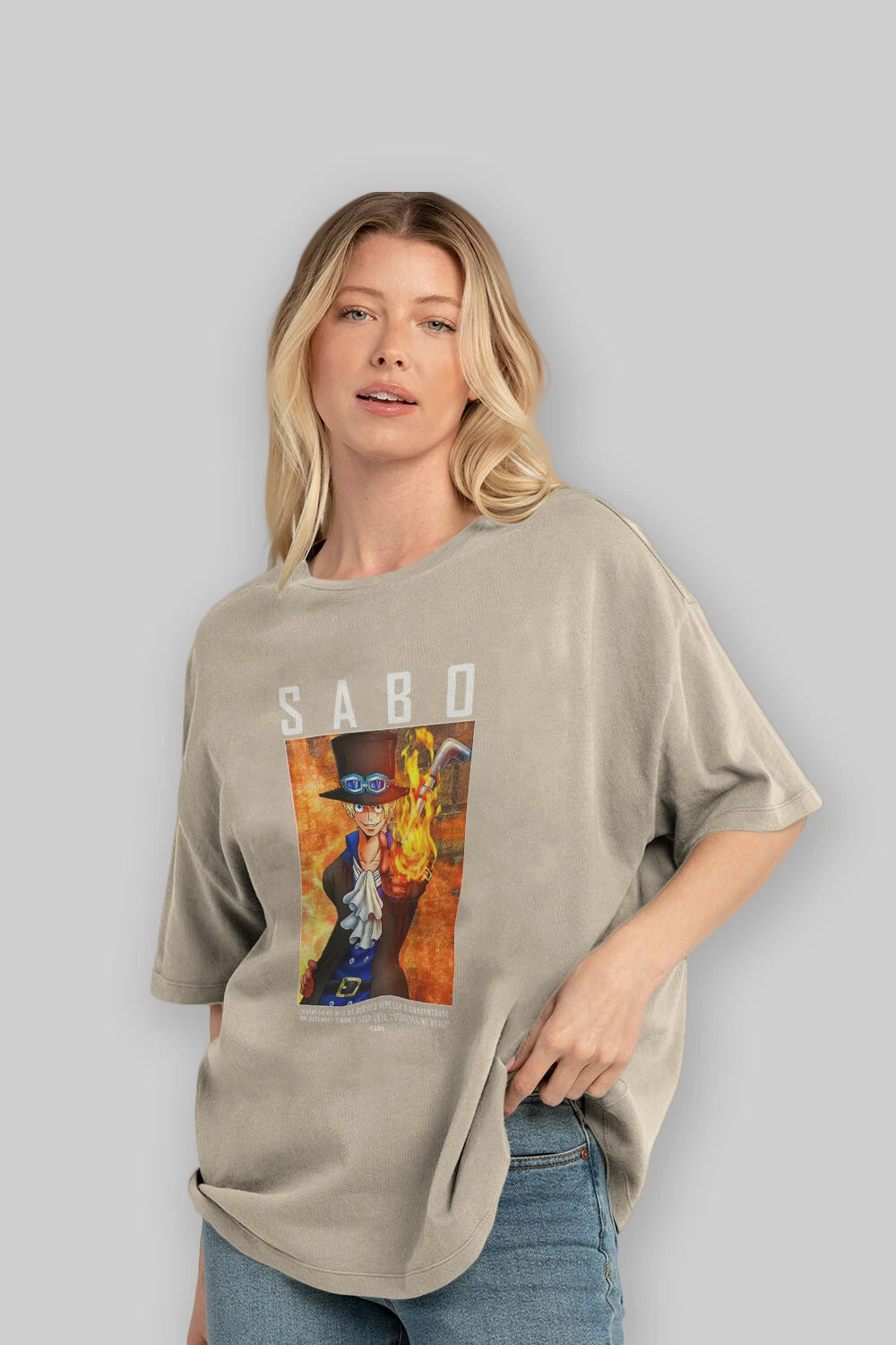 Sabo Anime Ön Baskılı Oversize t-shirt Erkek Kadın Unisex