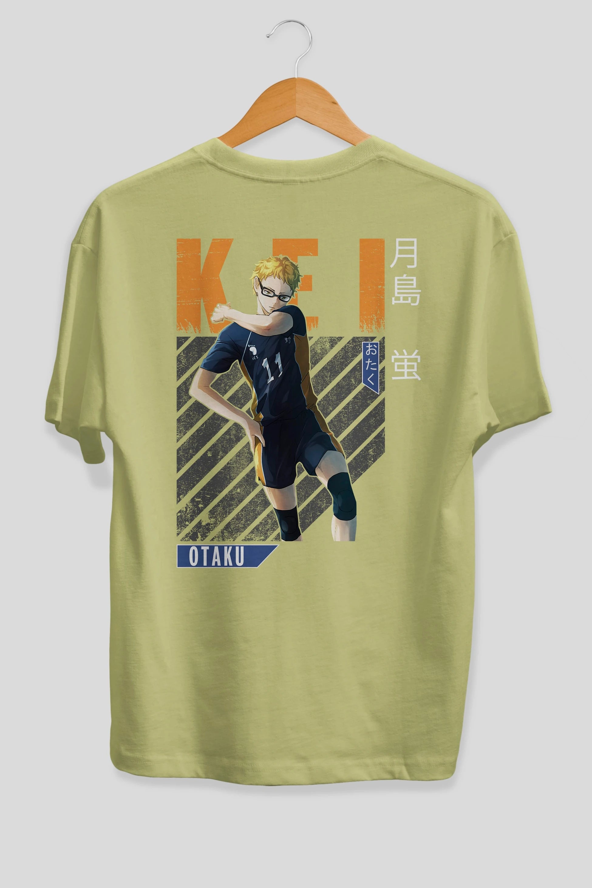 Kei Tsukishima 2 Anime Arka Baskılı Oversize t-shirt Erkek Kadın Unisex