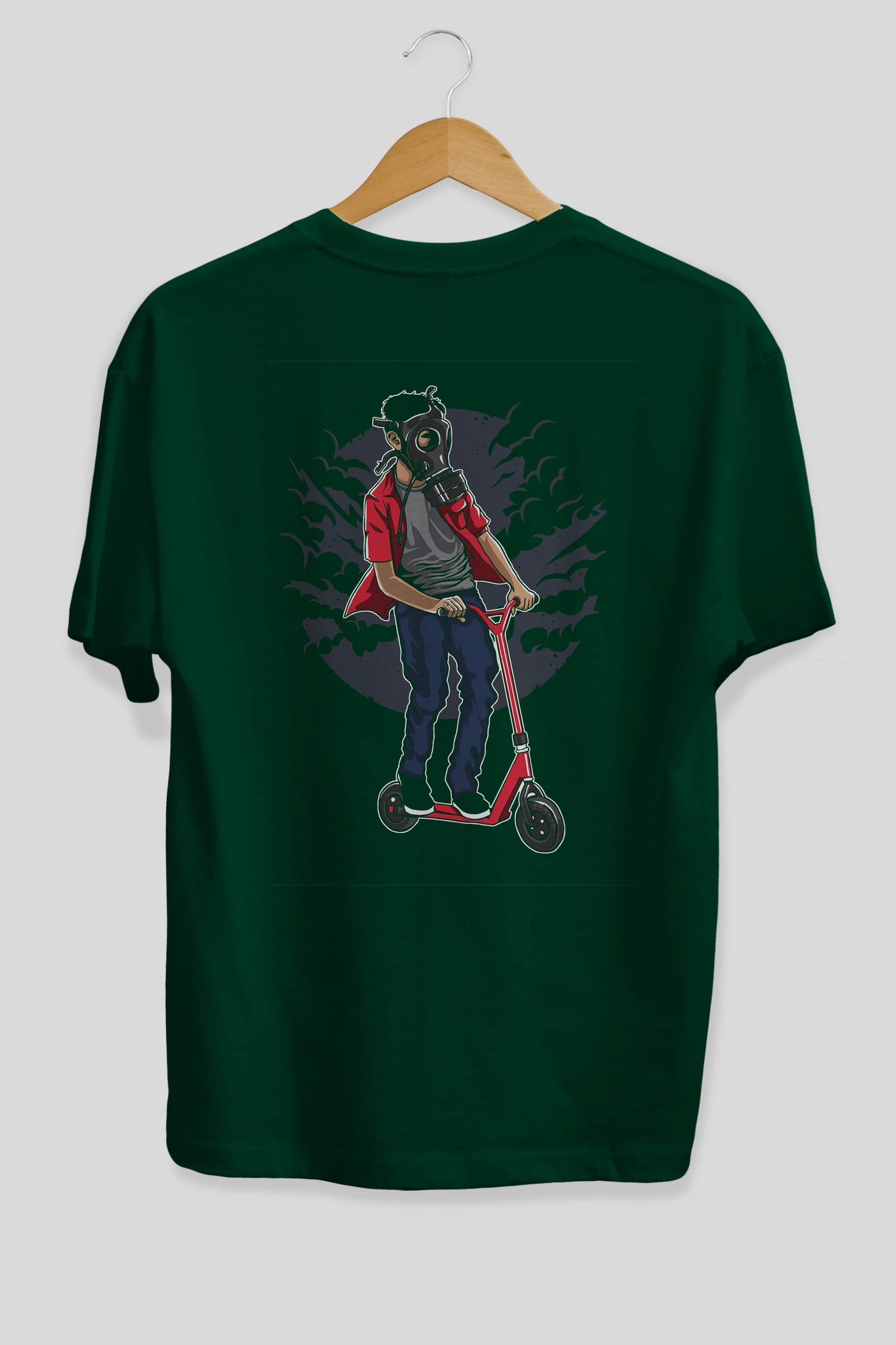 Gasmask Rider Arka Baskılı Oversize t-shirt Erkek Kadın Unisex %100 Pamuk