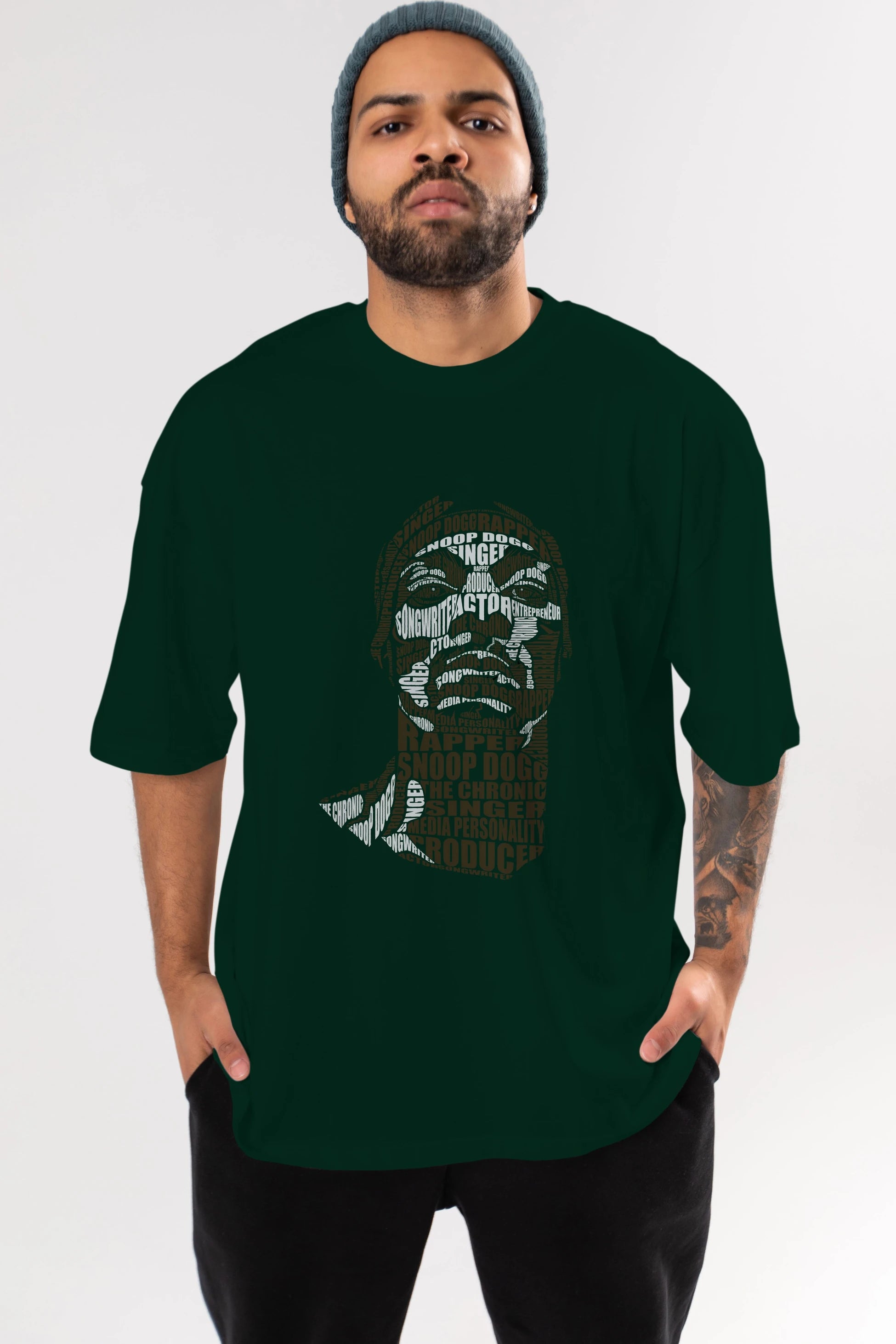 Snoop Dogg Calligram Ön Baskılı Oversize t-shirt %100 pamuk Erkek Kadın Unisex
