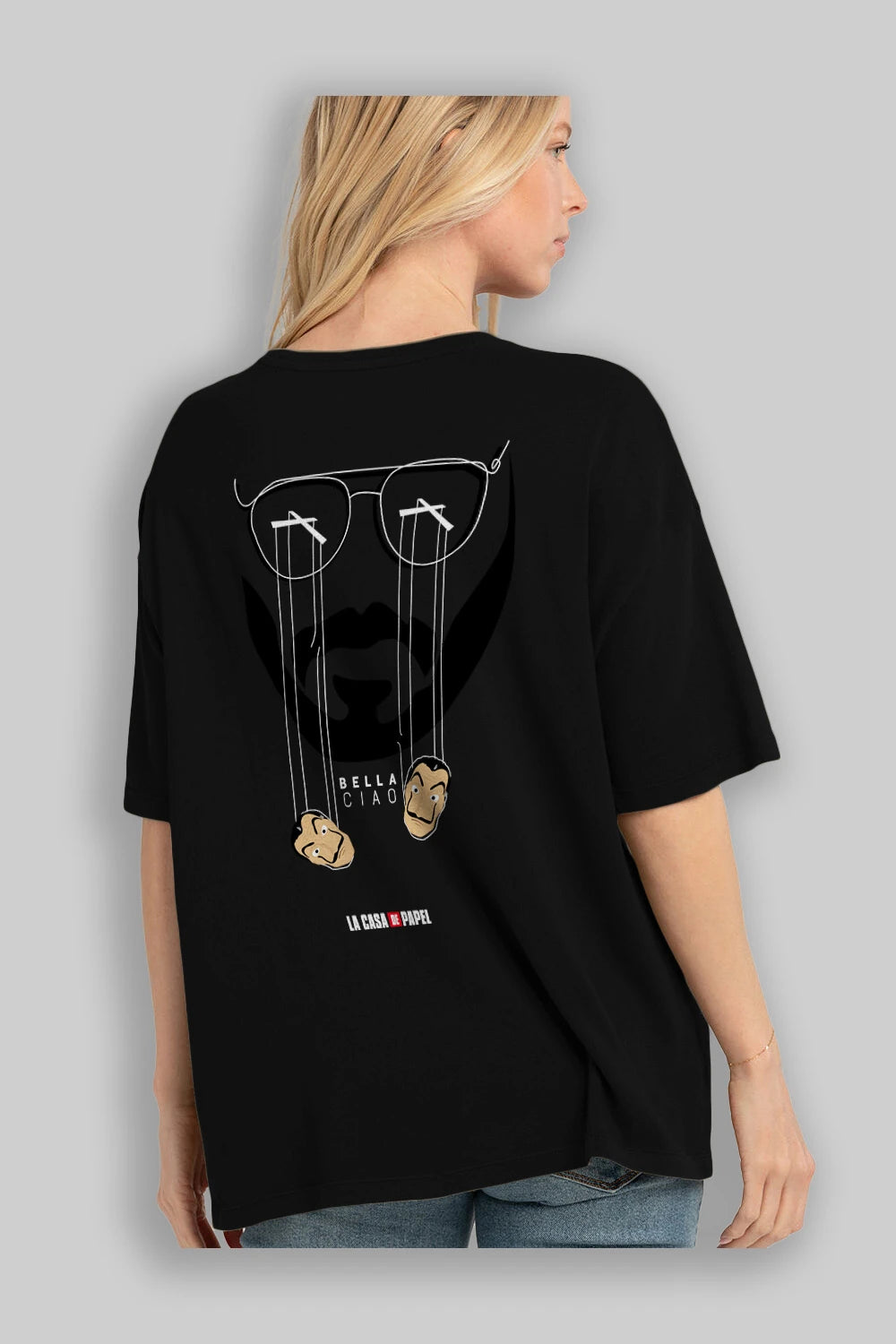 La Casa De Papel (11) Arka Baskılı Oversize t-shirt Erkek Kadın Unisex %100 Pamuk Bisiklet Yaka tişort