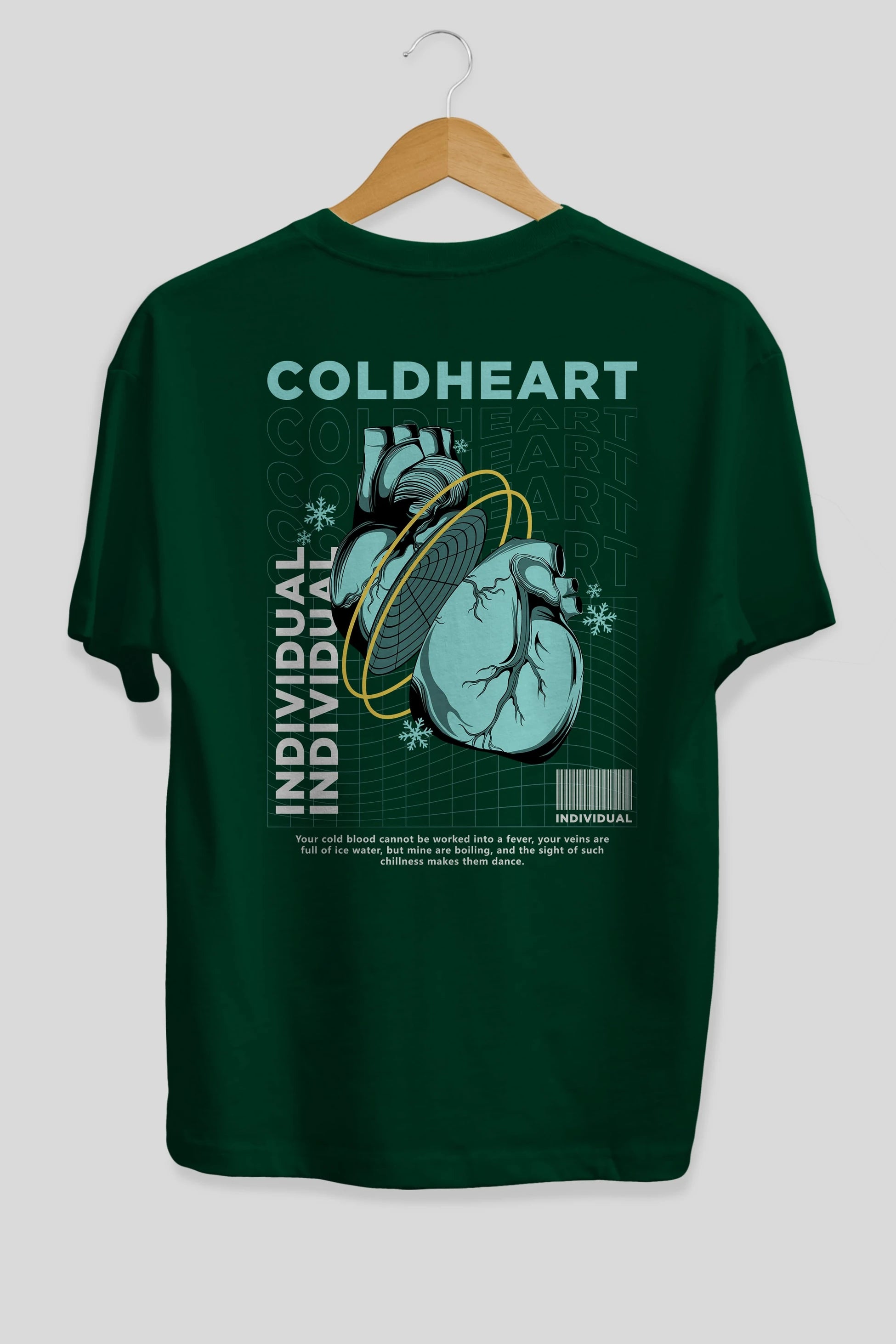 Cold Heart Arka Baskılı Oversize t-shirt Erkek Kadın Unisex