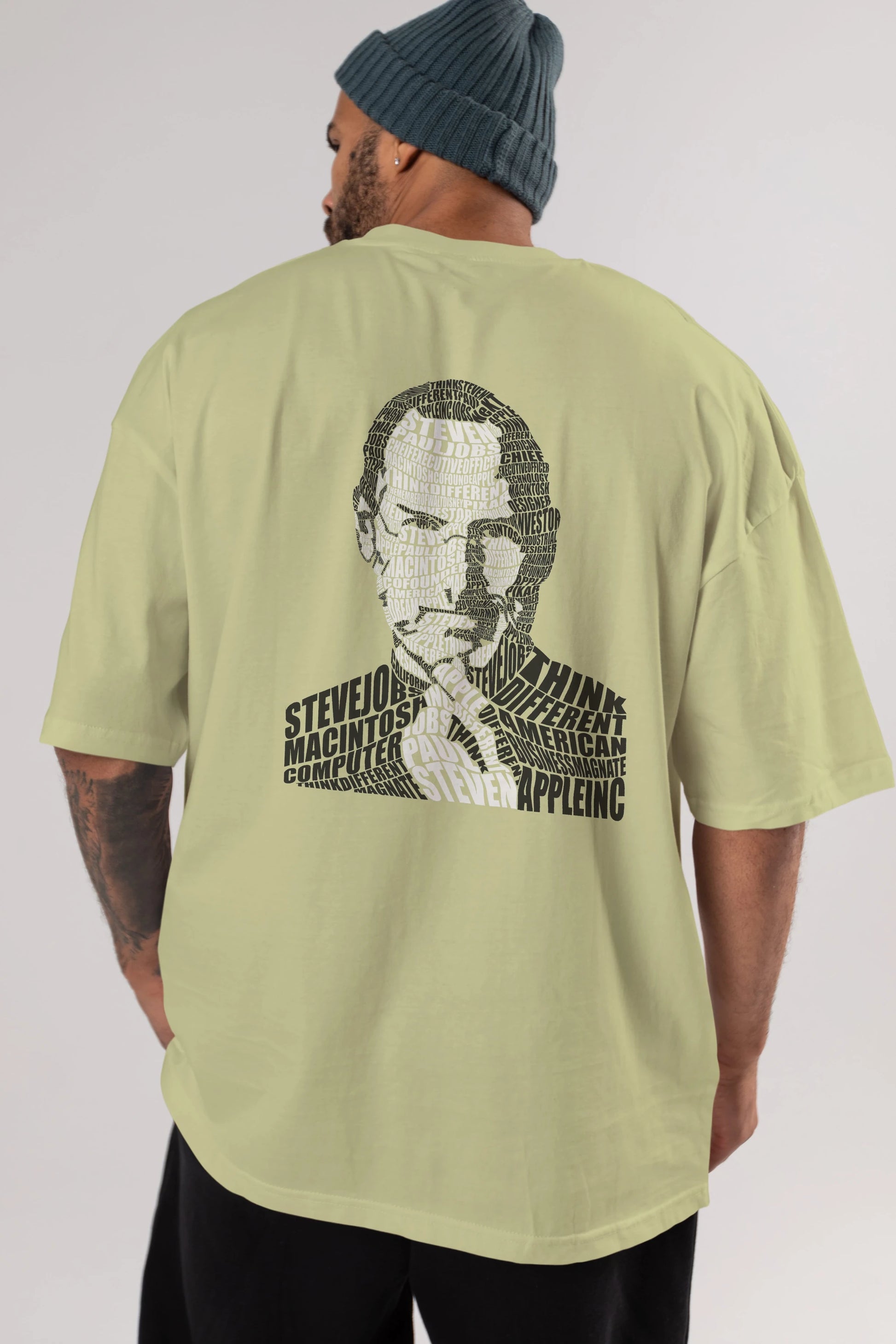 Steve Jobs Calligram Arka Baskılı Oversize t-shirt %100 pamuk Erkek Kadın Unisex